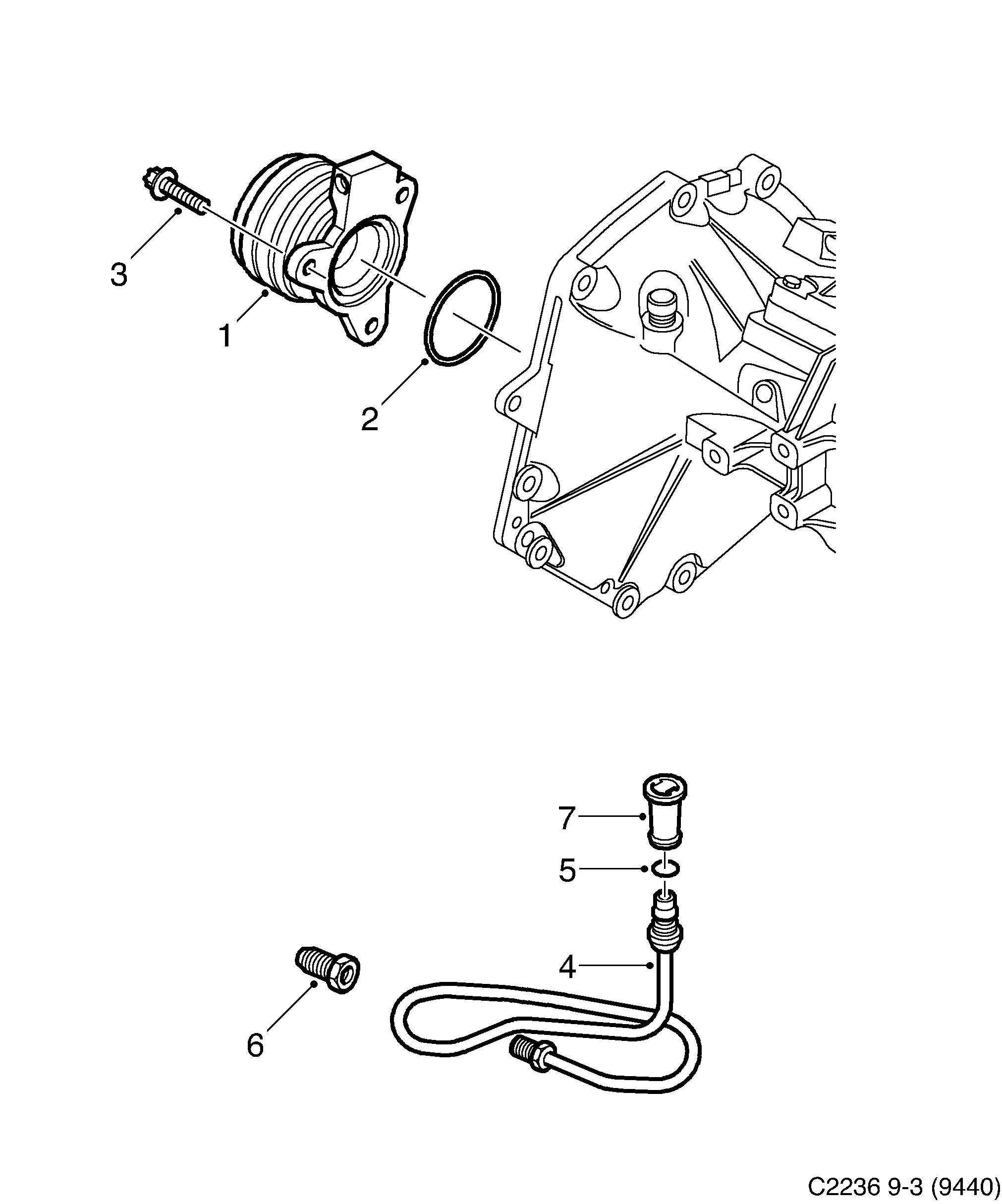 Saab 9-3 (9440) Slave cylinder 5-speed diagram