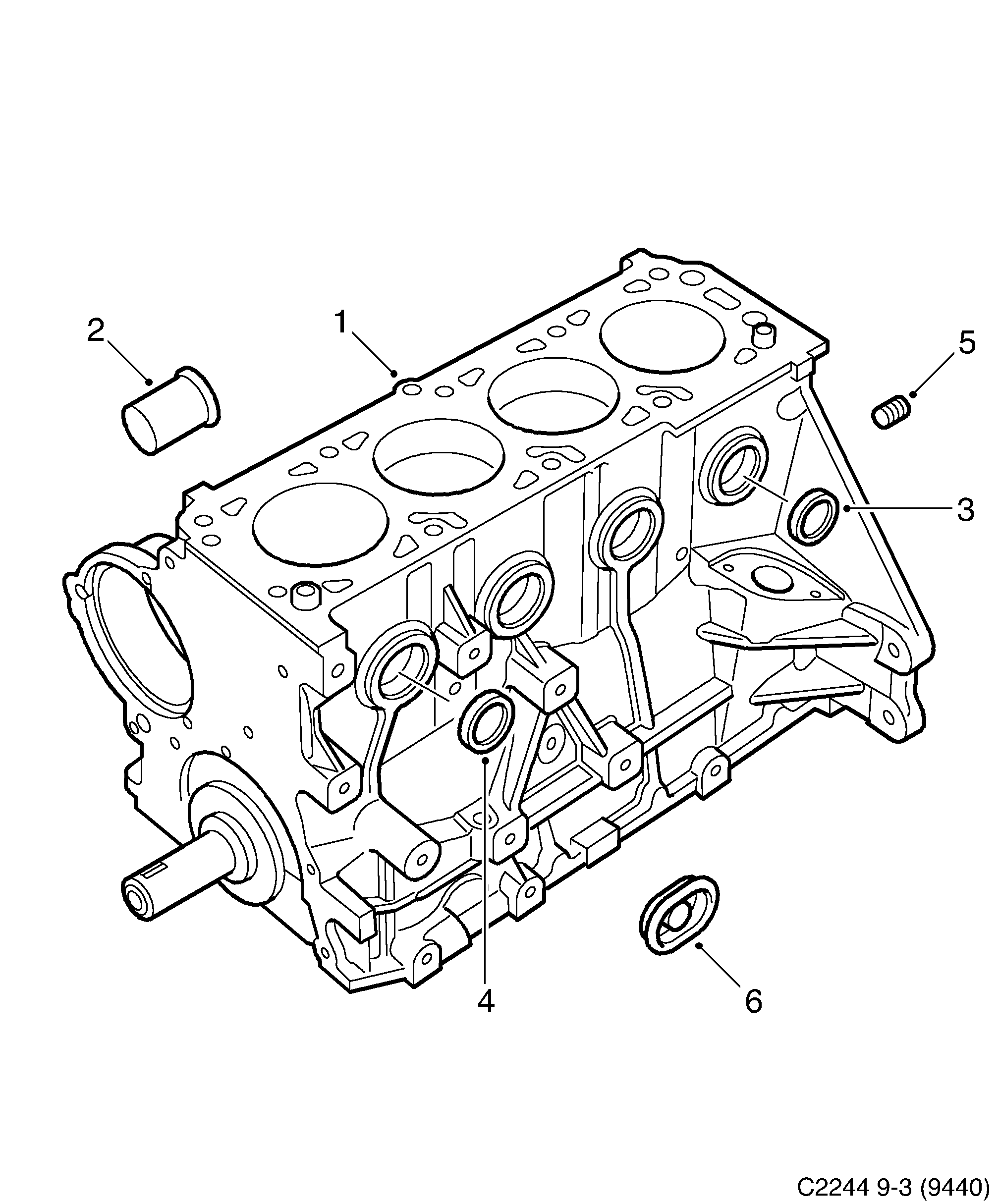 Saab 9-3 (9440) Cylinder block diagram