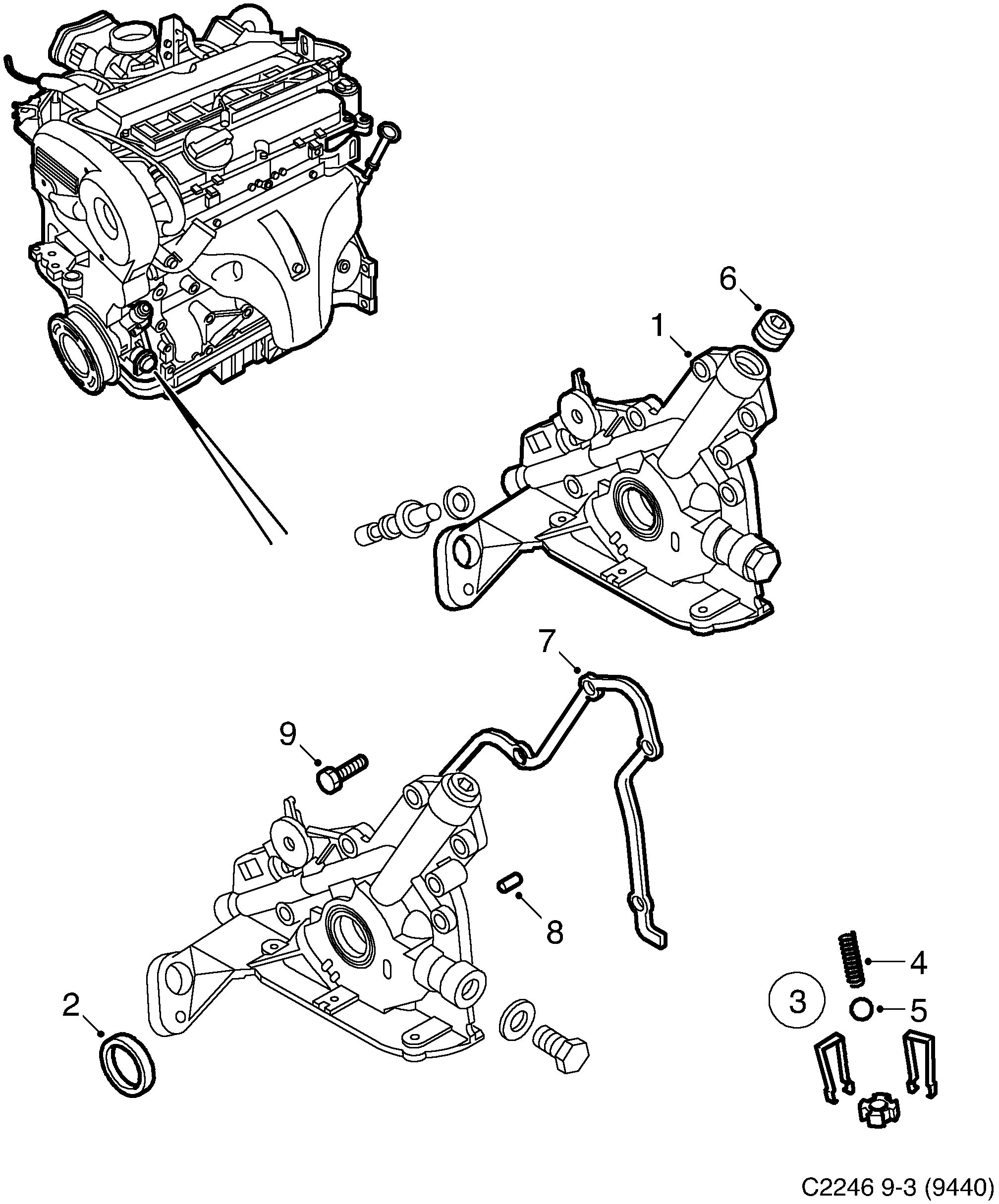 Saab 9-3 (9440) Oil pump diagram