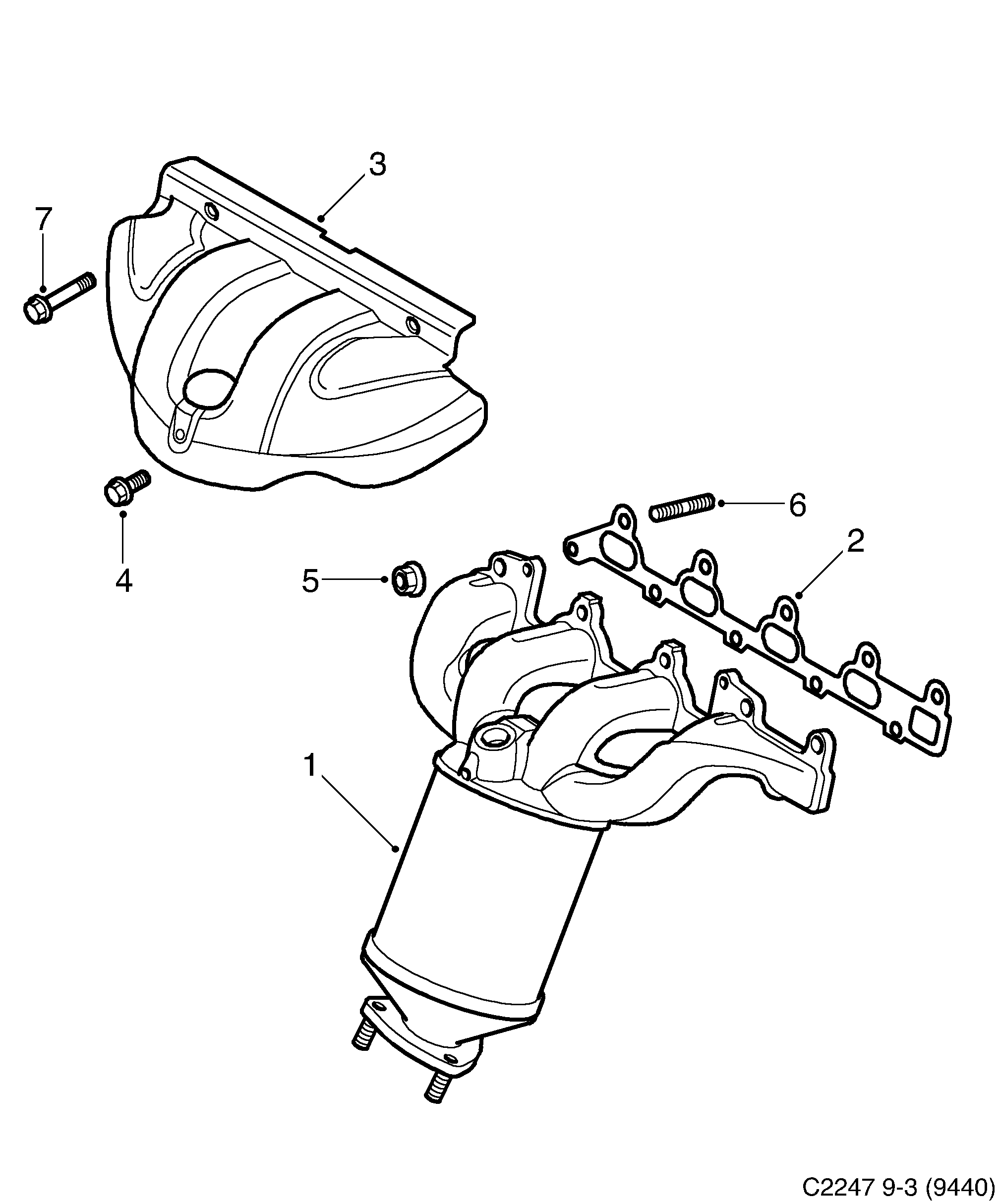 Saab 9-3 (9440) Exhaust manifold diagram