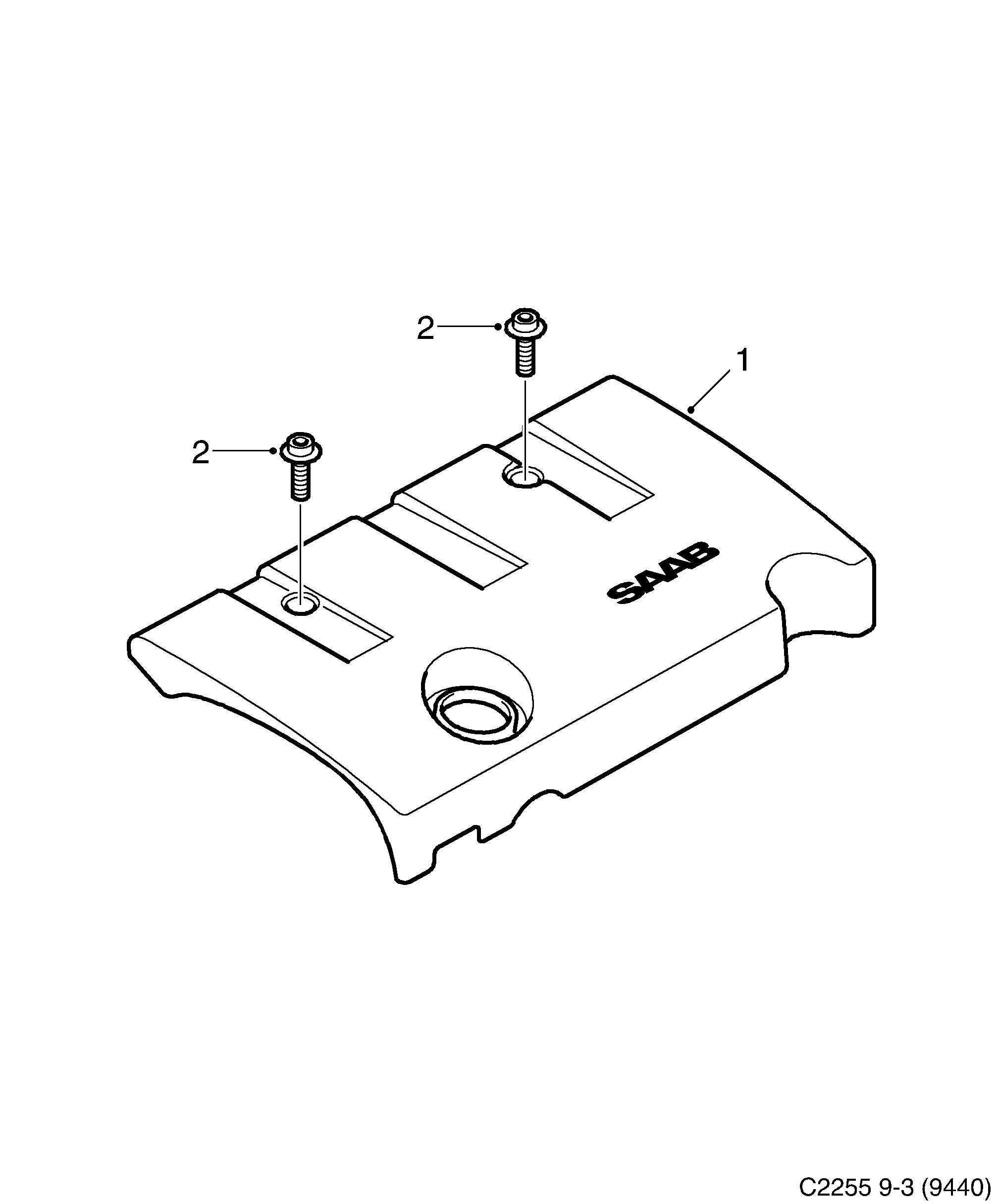 Saab 9-3 (9440) Engine bay cover diagram