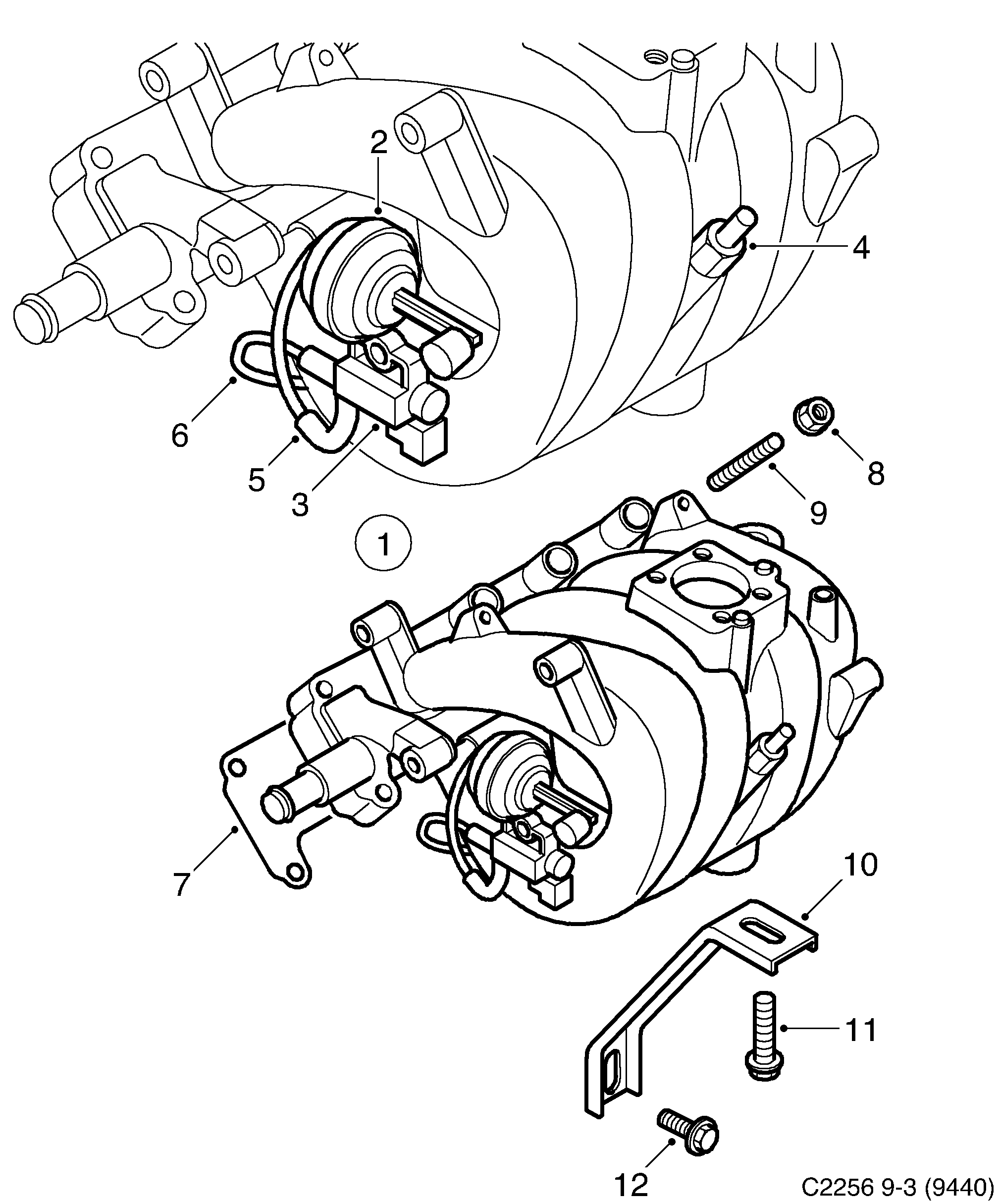 Saab 9-3 (9440) Inlet pipe diagram