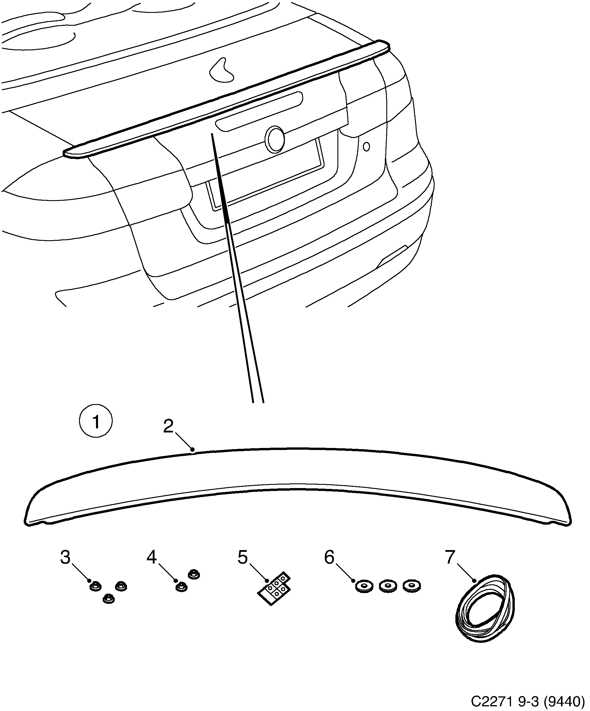 Saab 9-3 (9440) Spoiler diagram
