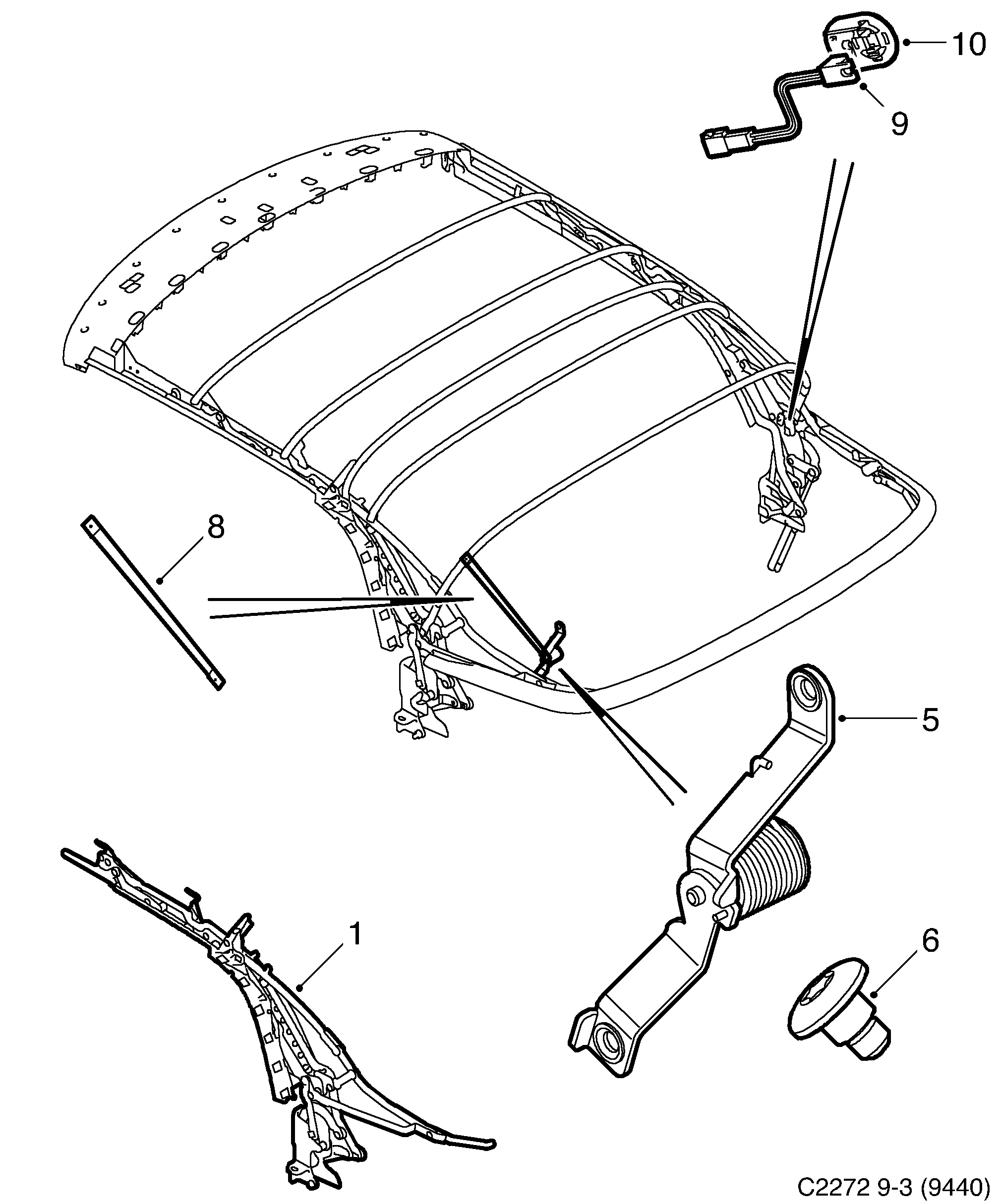 Saab 9-3 (9440) Side member Convertible diagram