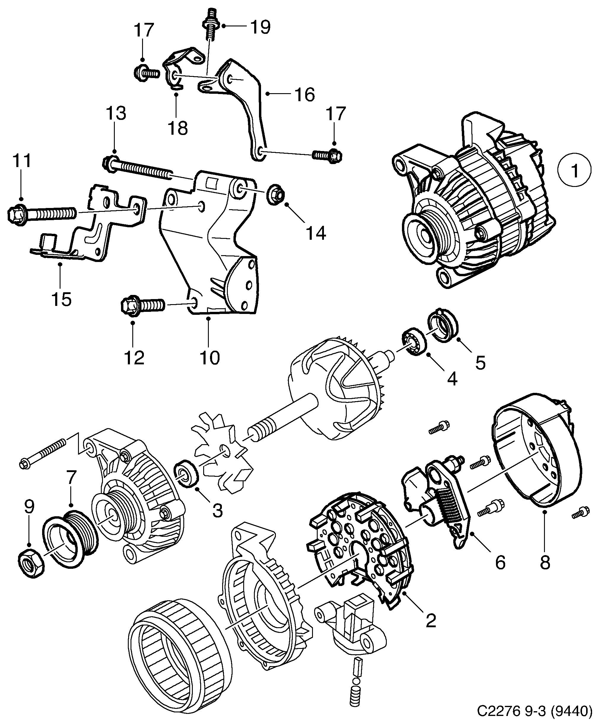 Saab 9-3 (9440) Generator diagram