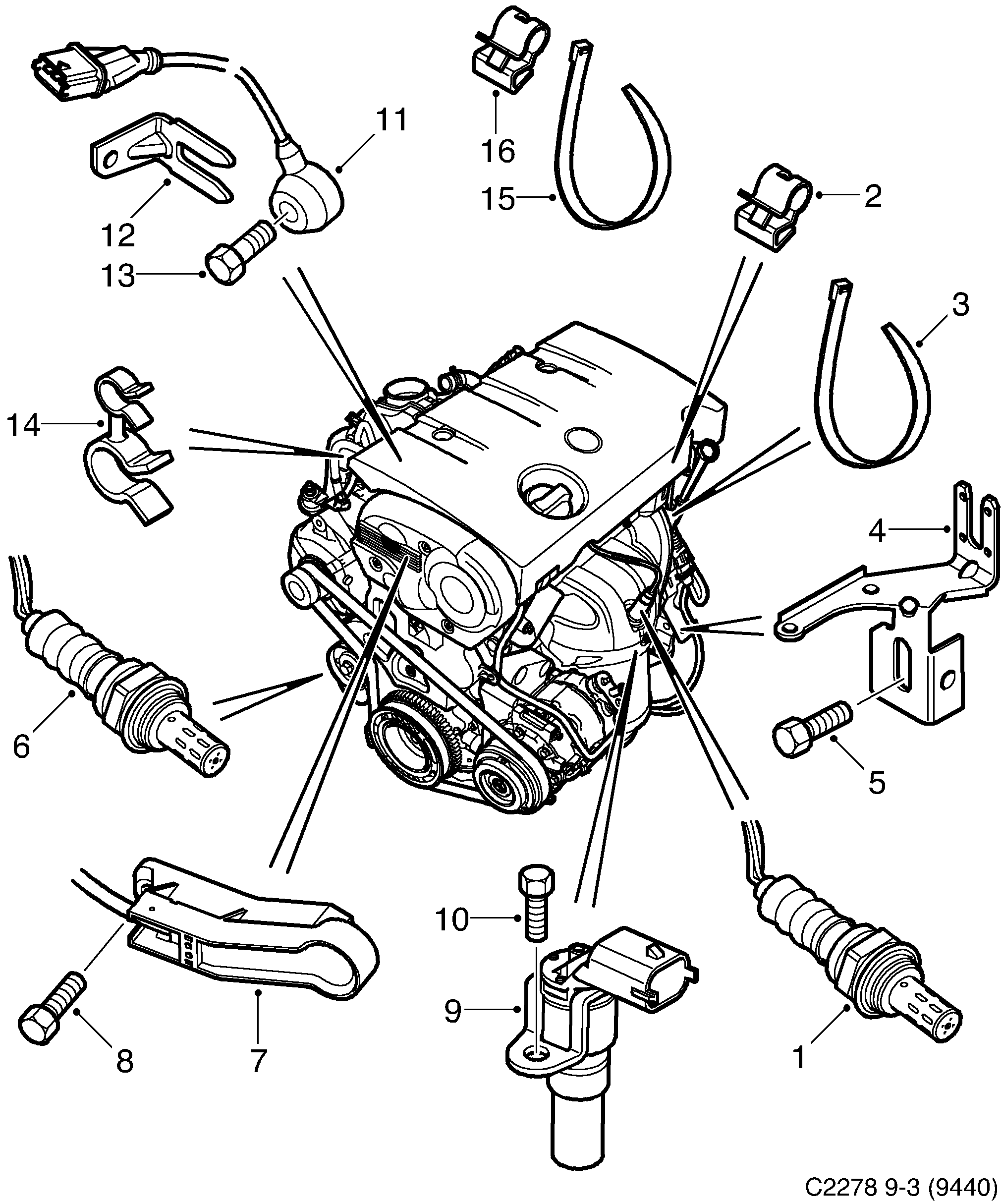 Saab 9-3 (9440) Sensor Sensor diagram