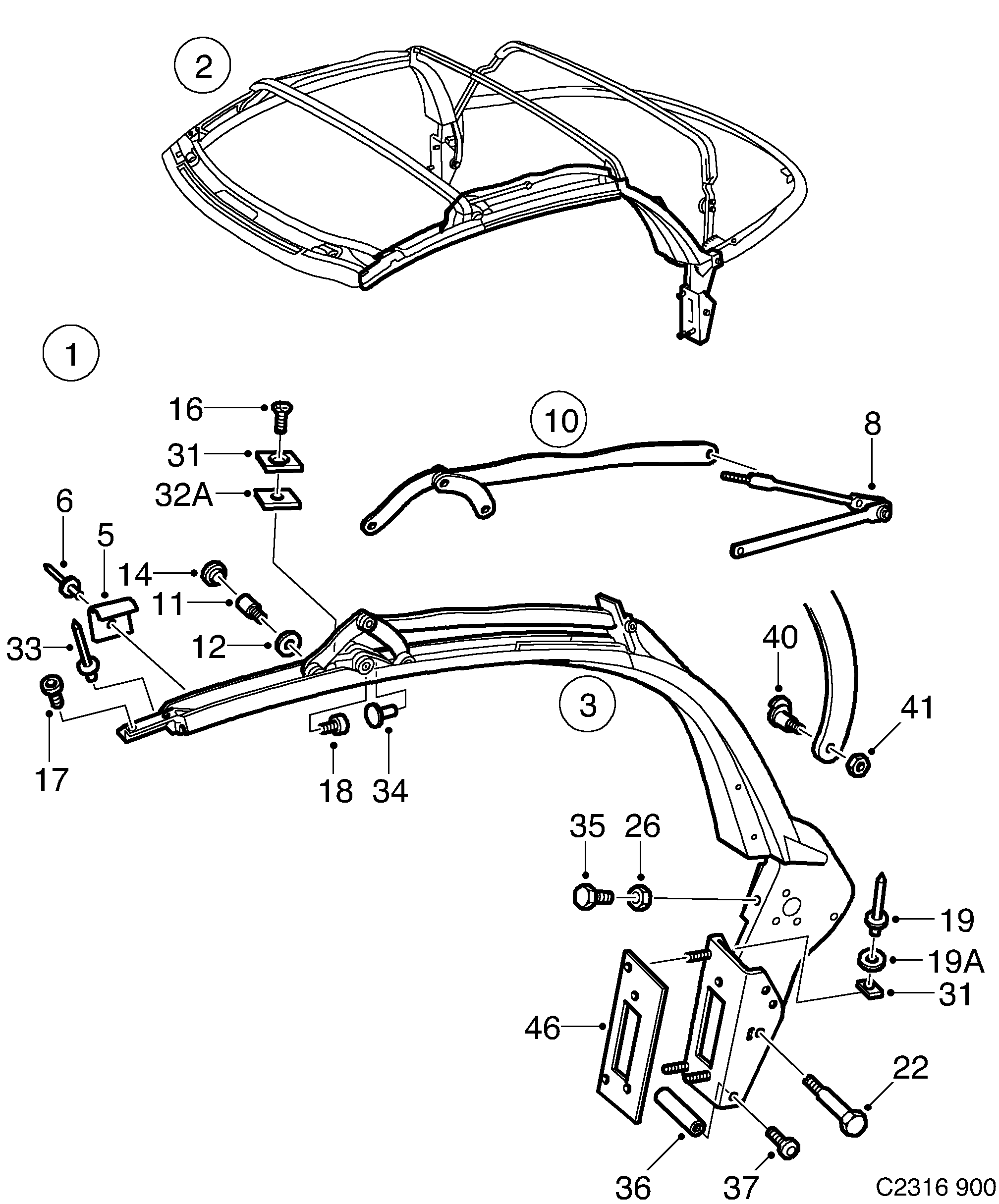 Saab 900 Side member diagram