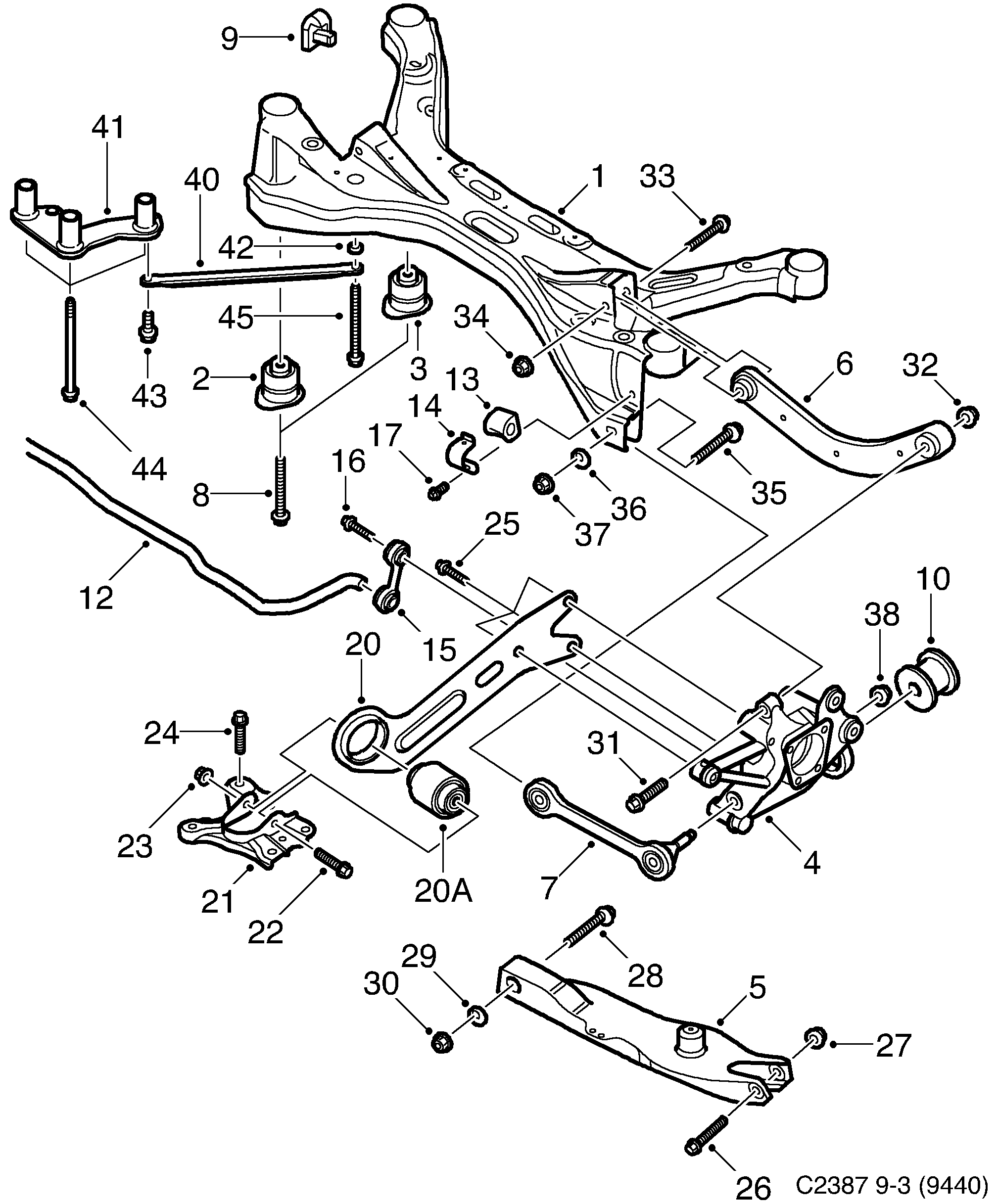 Saab 9-3 (9440) Rear axle diagram