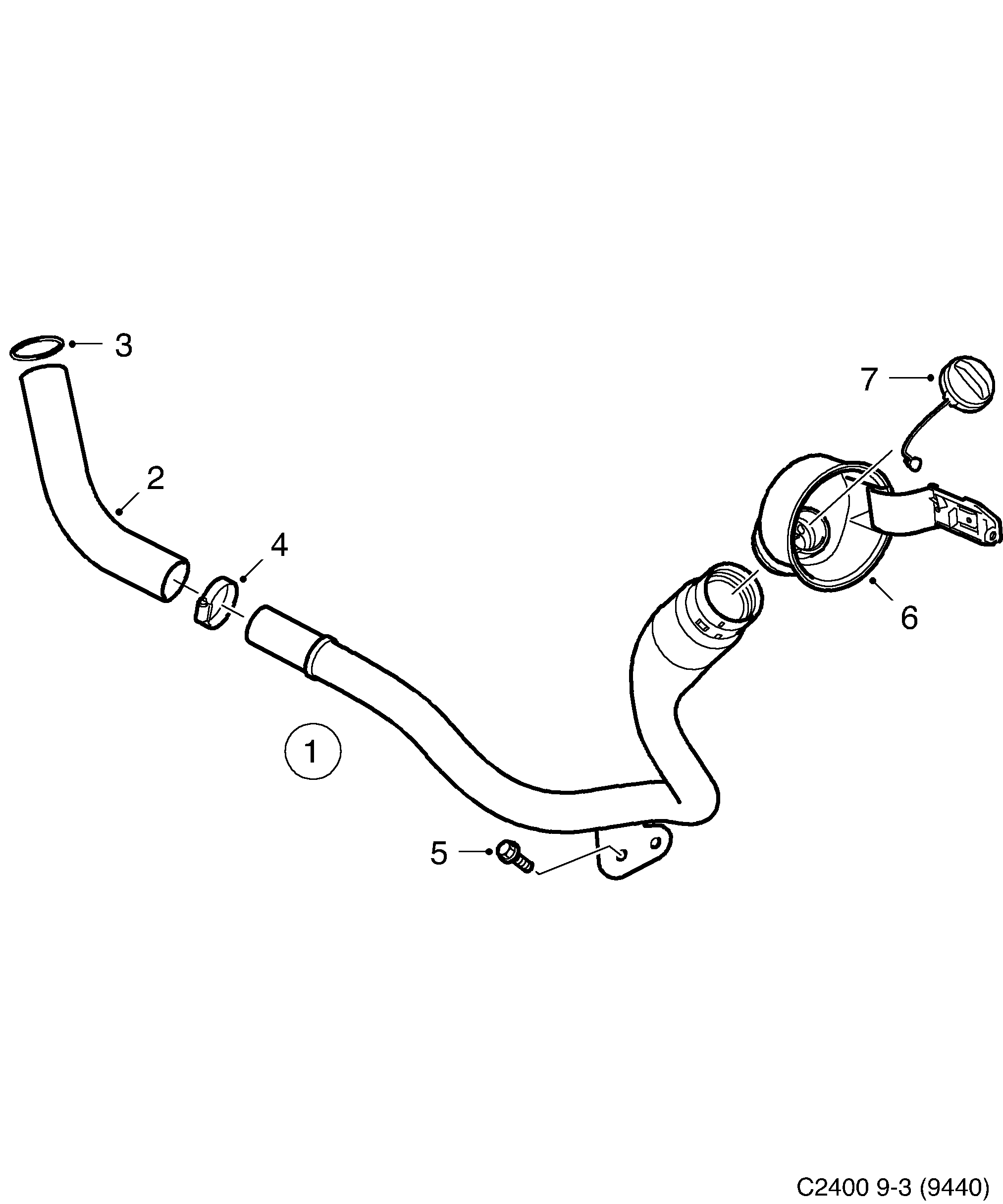 Saab 9-3 (9440) Filler pipe diagram