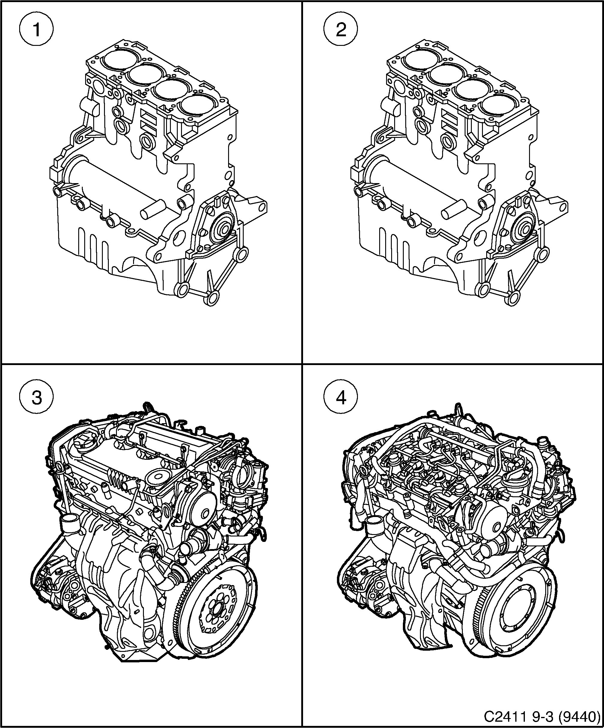 Saab 9-3 (9440) Basic engine Motor diagram
