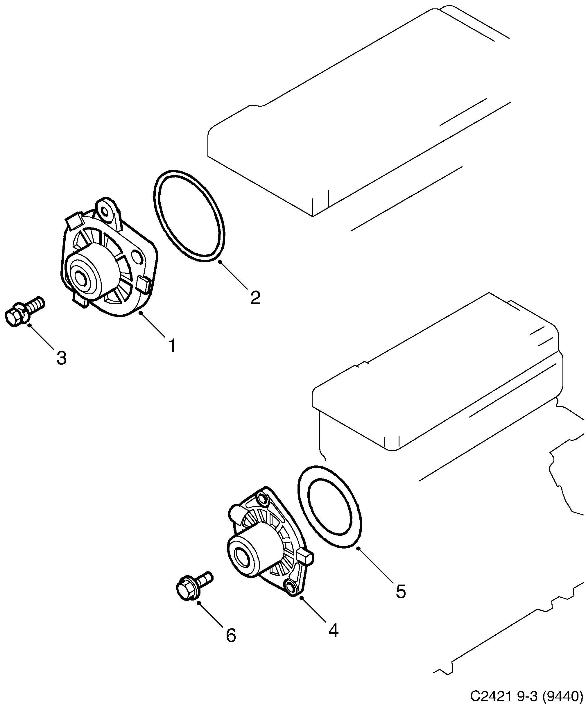 Saab 9-3 (9440) Coolant pump diagram