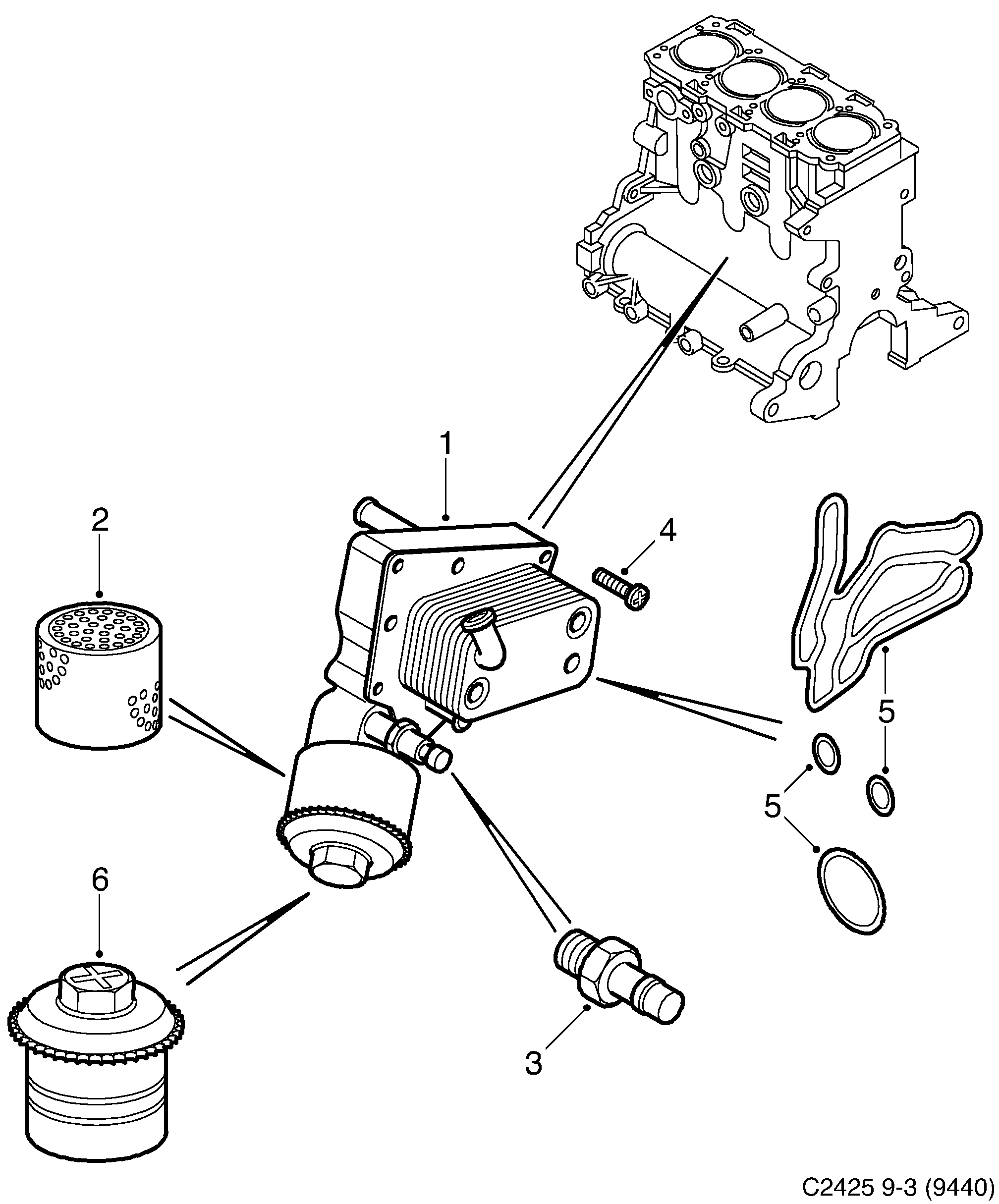 Saab 9-3 (9440) Oil filter diagram