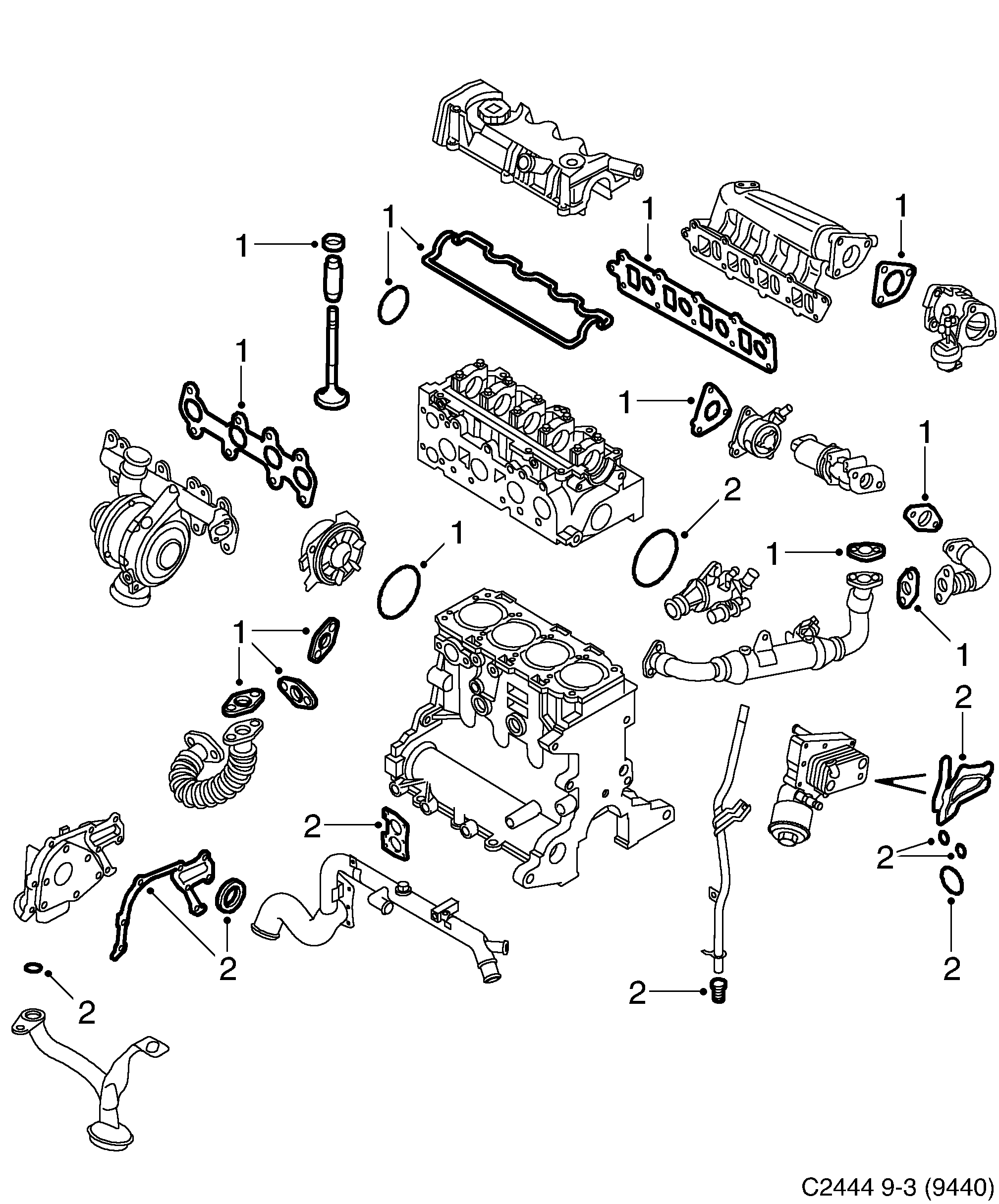 Saab 9-3 (9440) Motor diagram