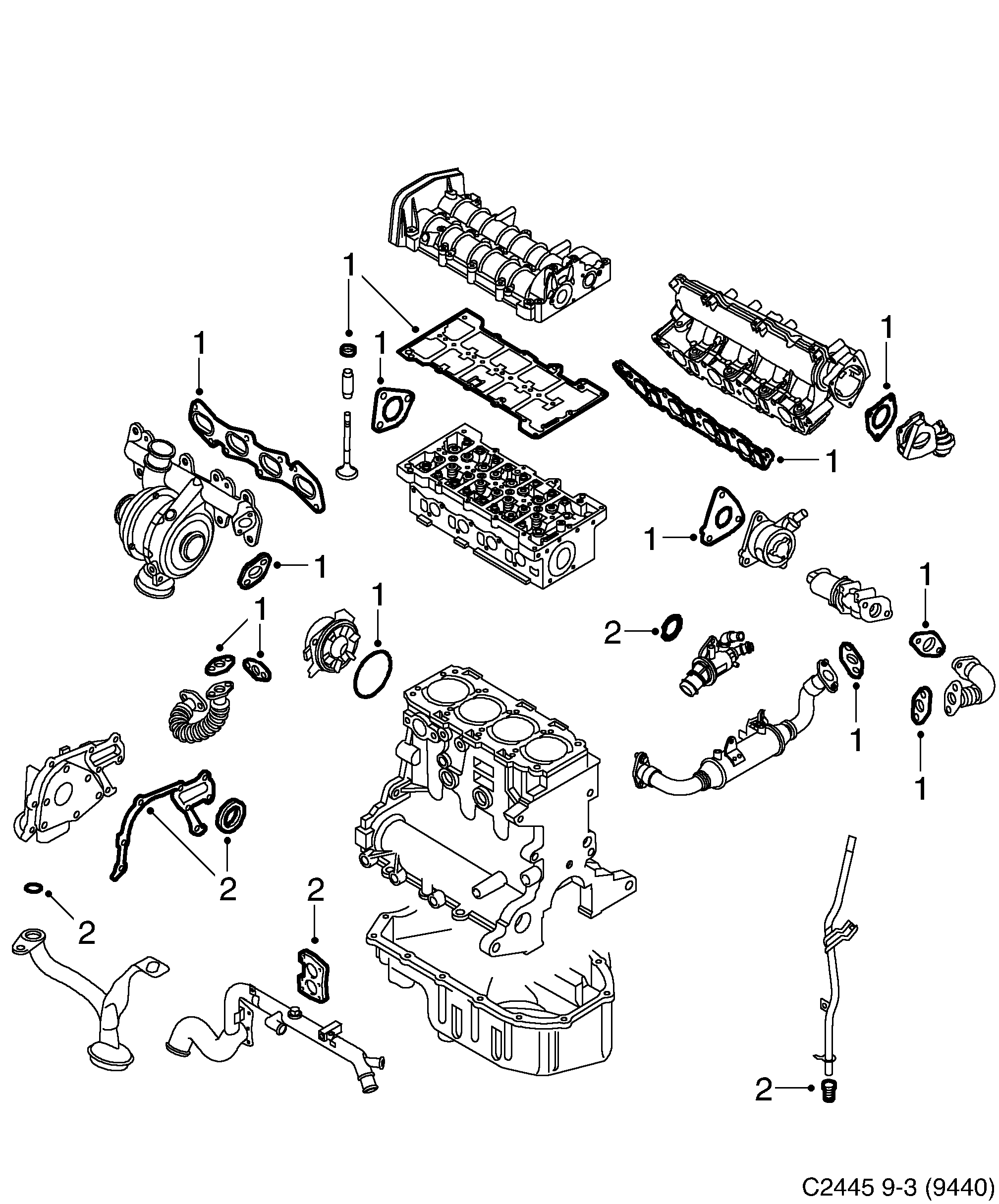 Saab 9-3 (9440) Motor diagram