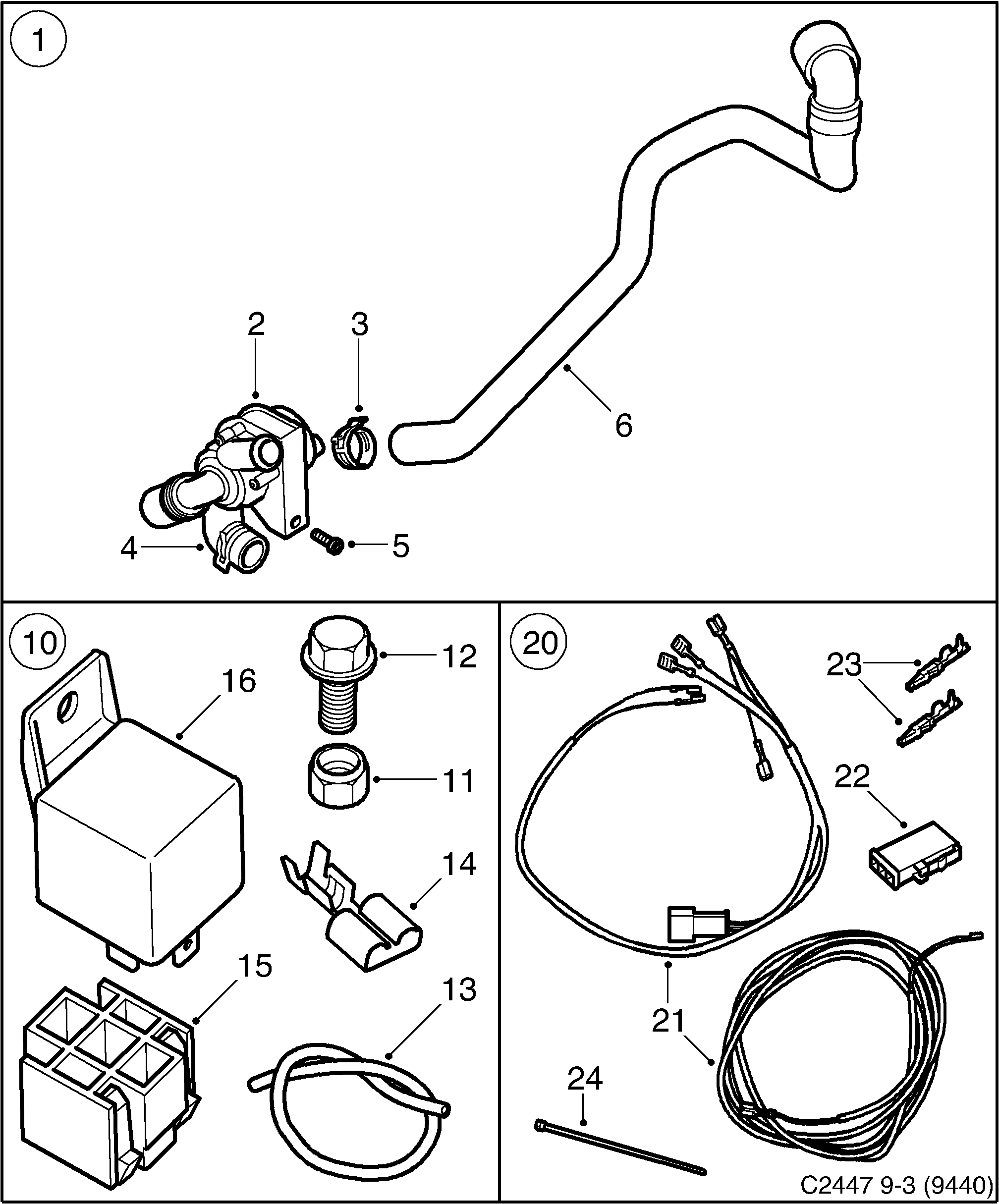 Saab 9-3 (9440) Climate control Parking heater diagram