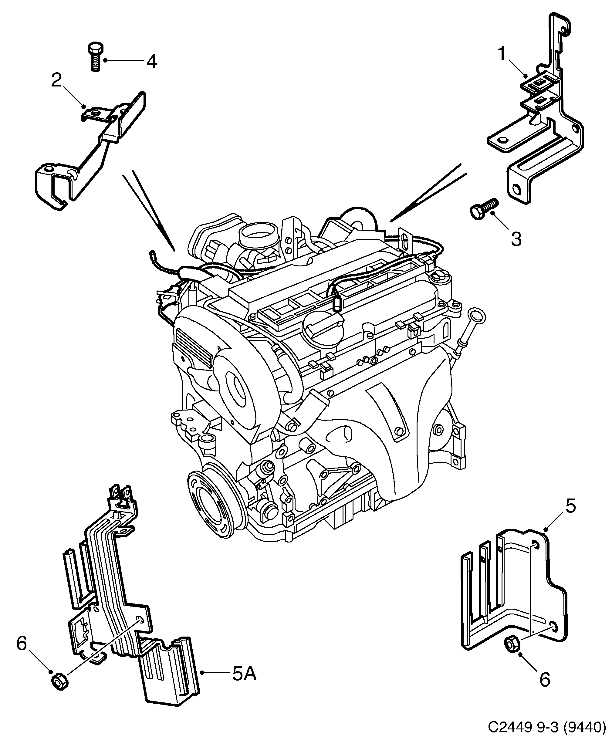 Saab 9-3 (9440) Holders and brackets diagram