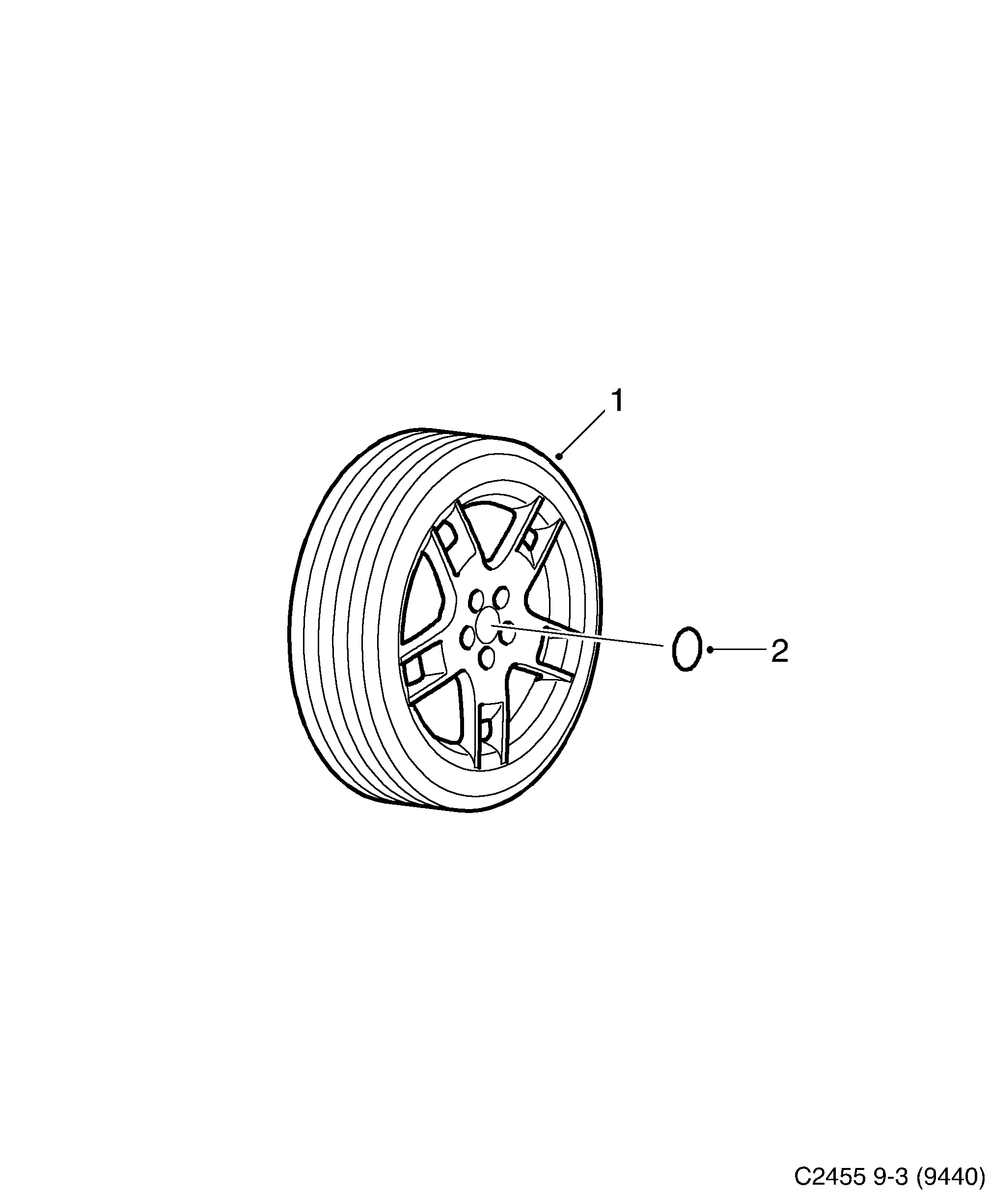 Saab 9-3 (9440) Summer wheels diagram