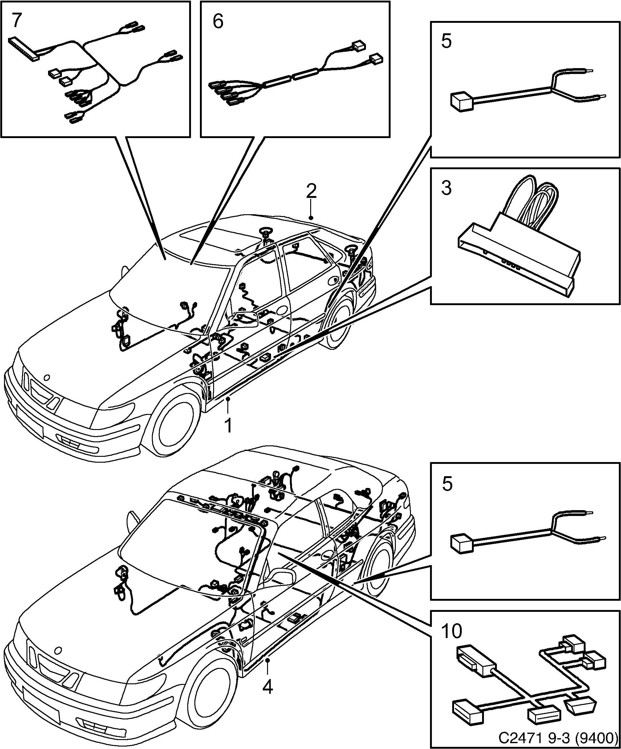 Saab 9-3 (9400) Rear diagram