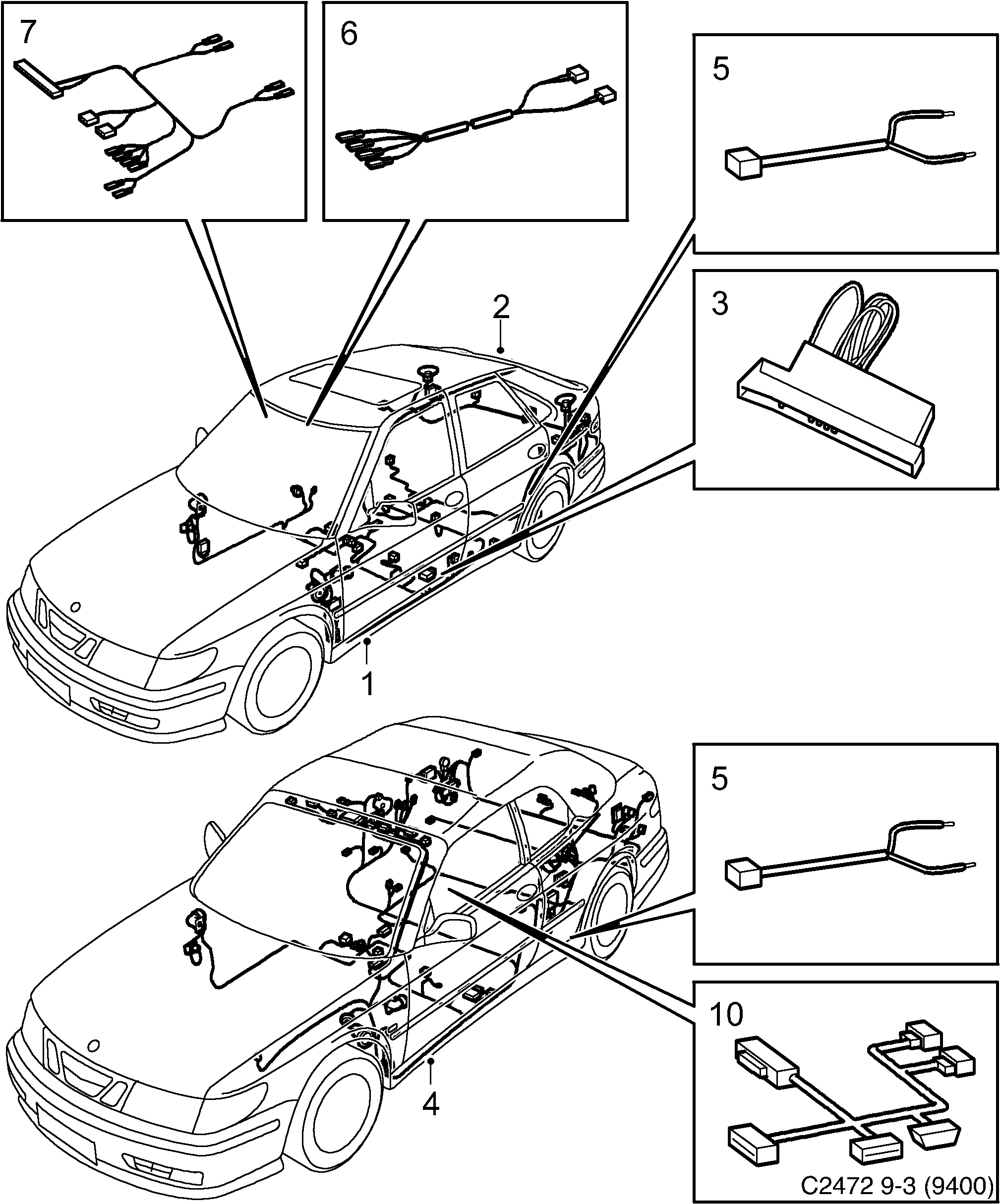 Saab 9-3 (9400) Rear diagram