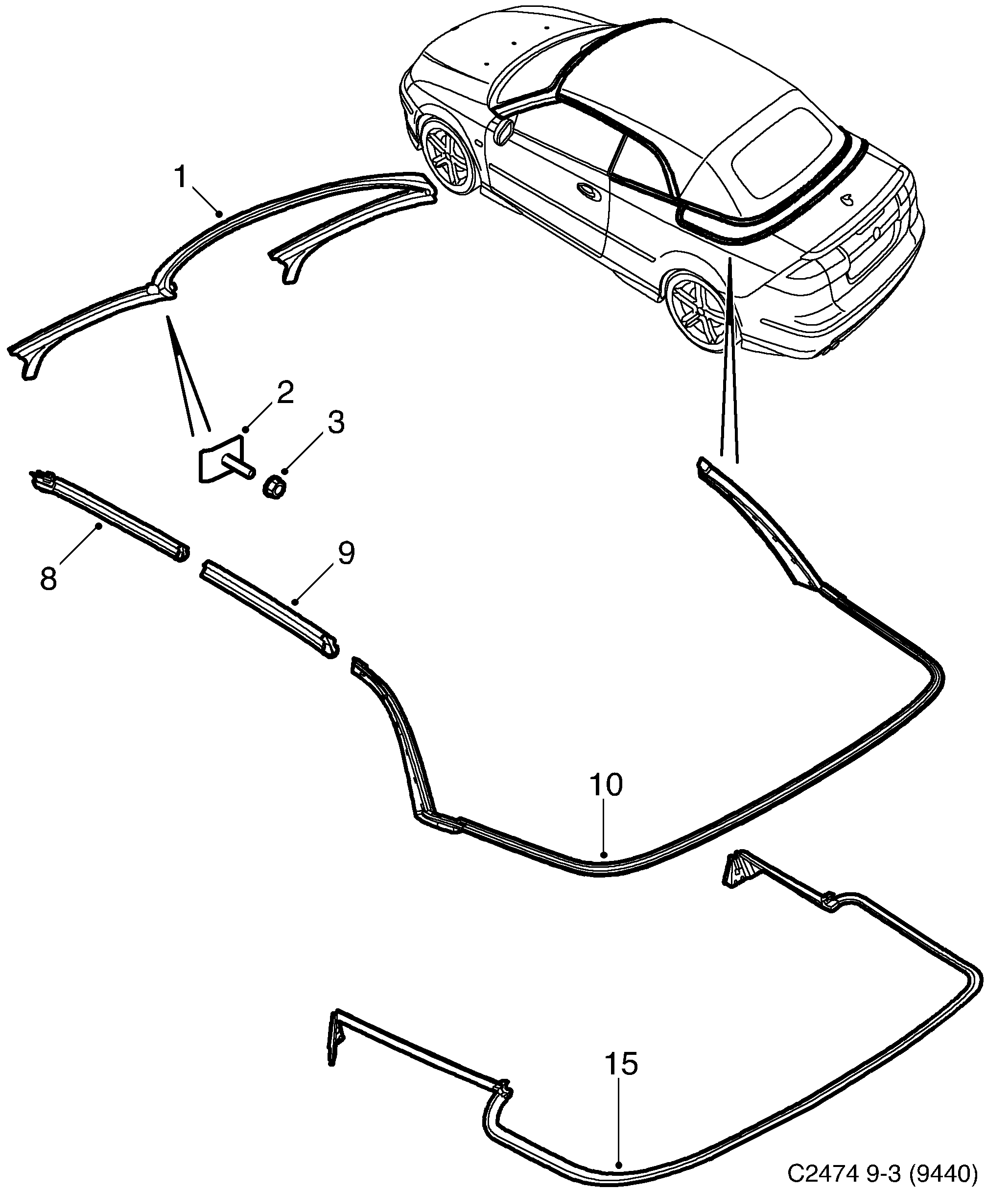 Saab 9-3 (9440) Other sealings, Part 1 diagram