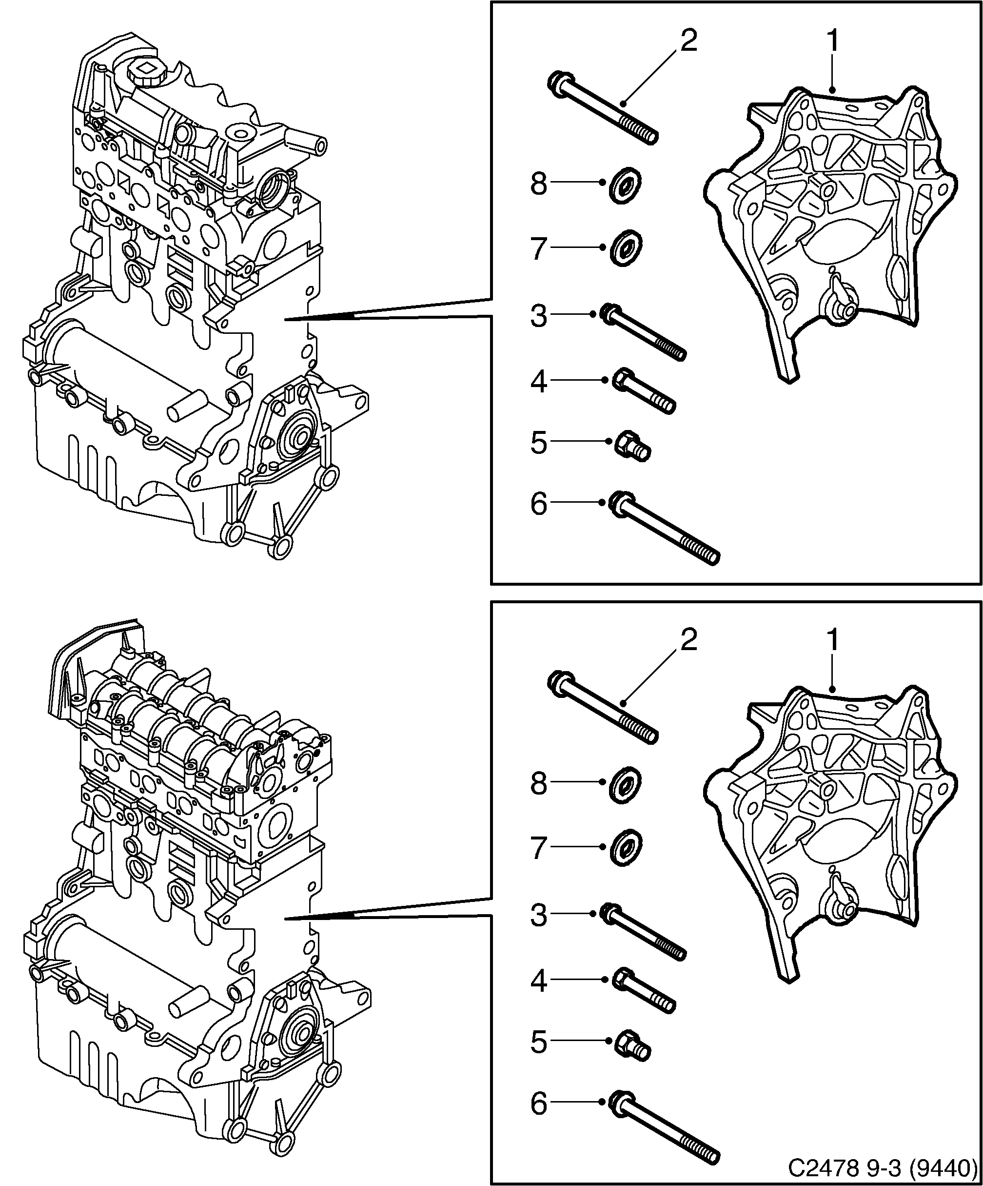 Saab 9-3 (9440) Engine suspension Motor diagram