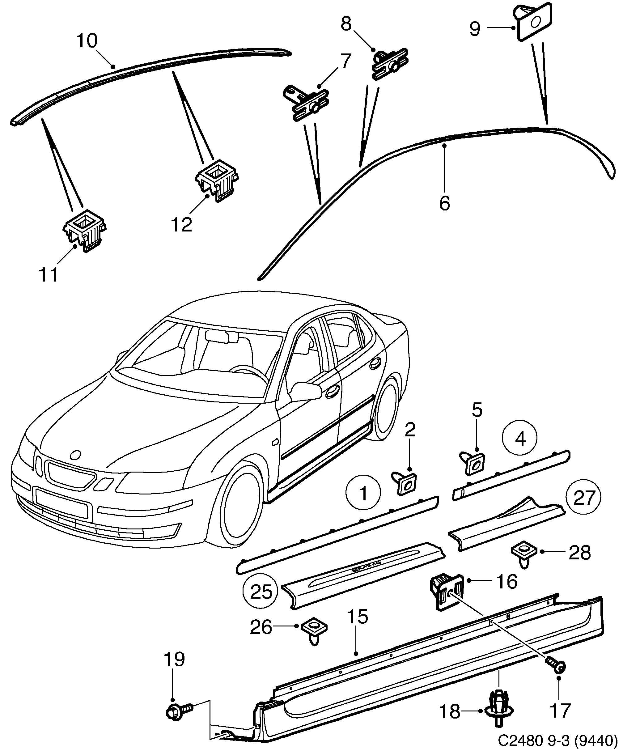 Saab 9-3 (9440) Decor diagram