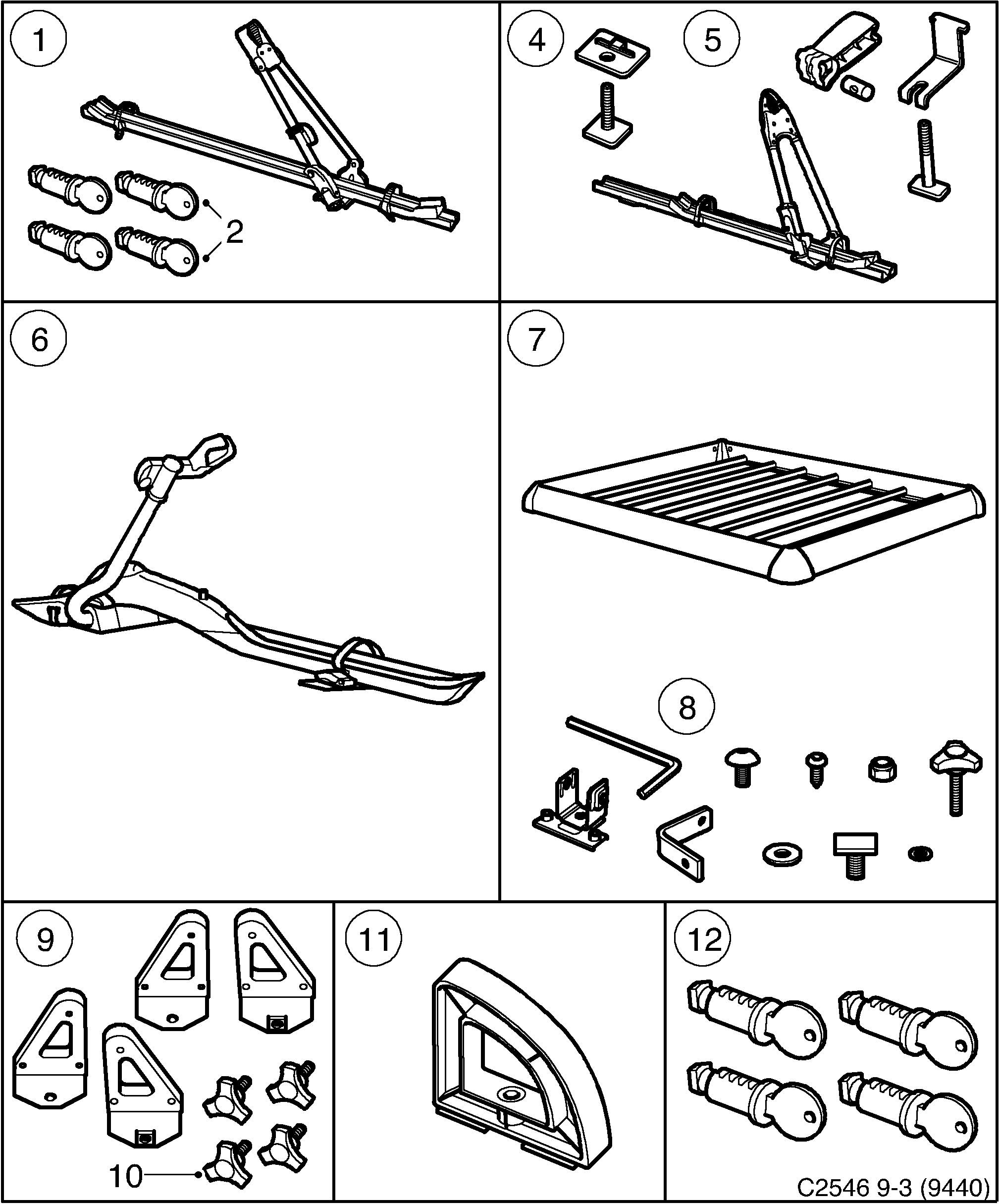 Saab 9-3 (9440) Roof load diagram