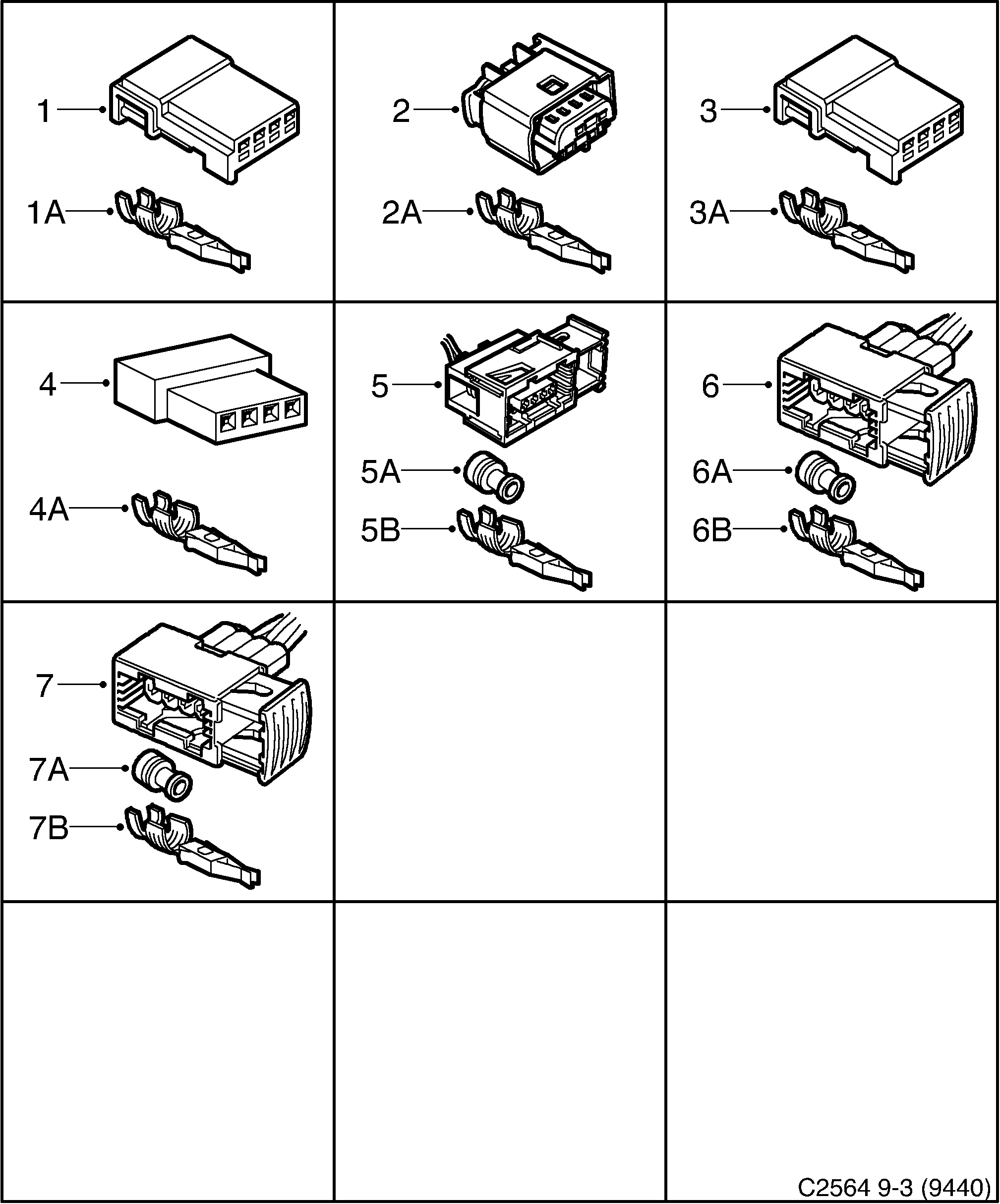 Saab 9-3 (9440) Connector housing etc 4-pin diagram