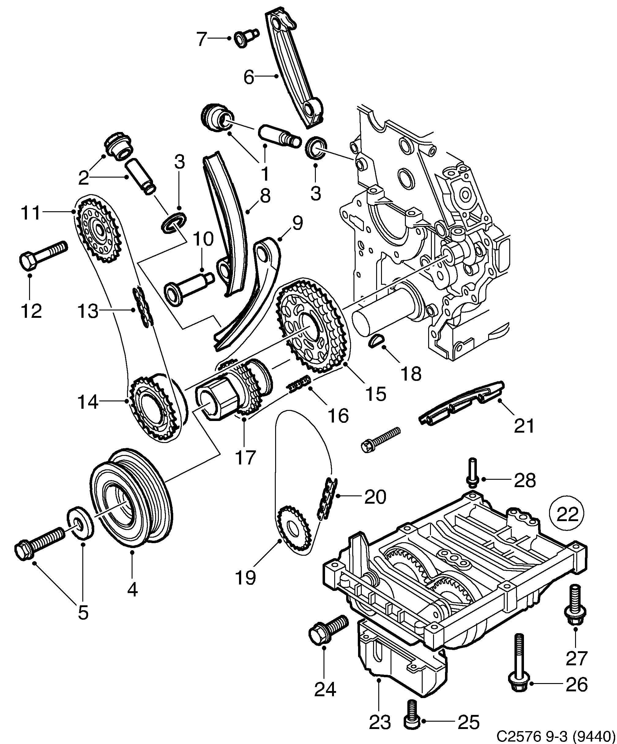 Saab 9-3 (9440) Transmission Balance shaft diagram