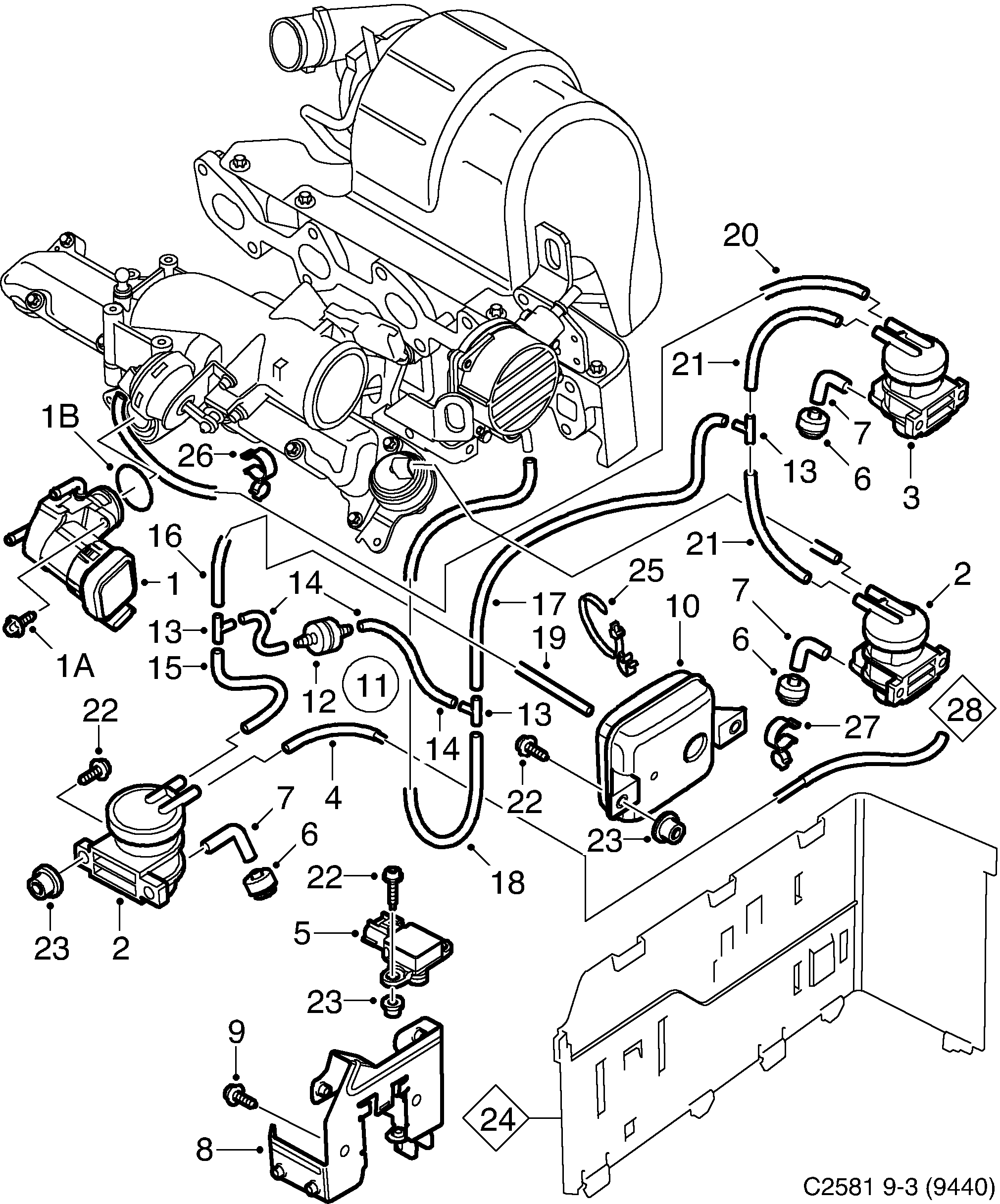 Saab 9-3 (9440) Exhaust gas recirculation diagram