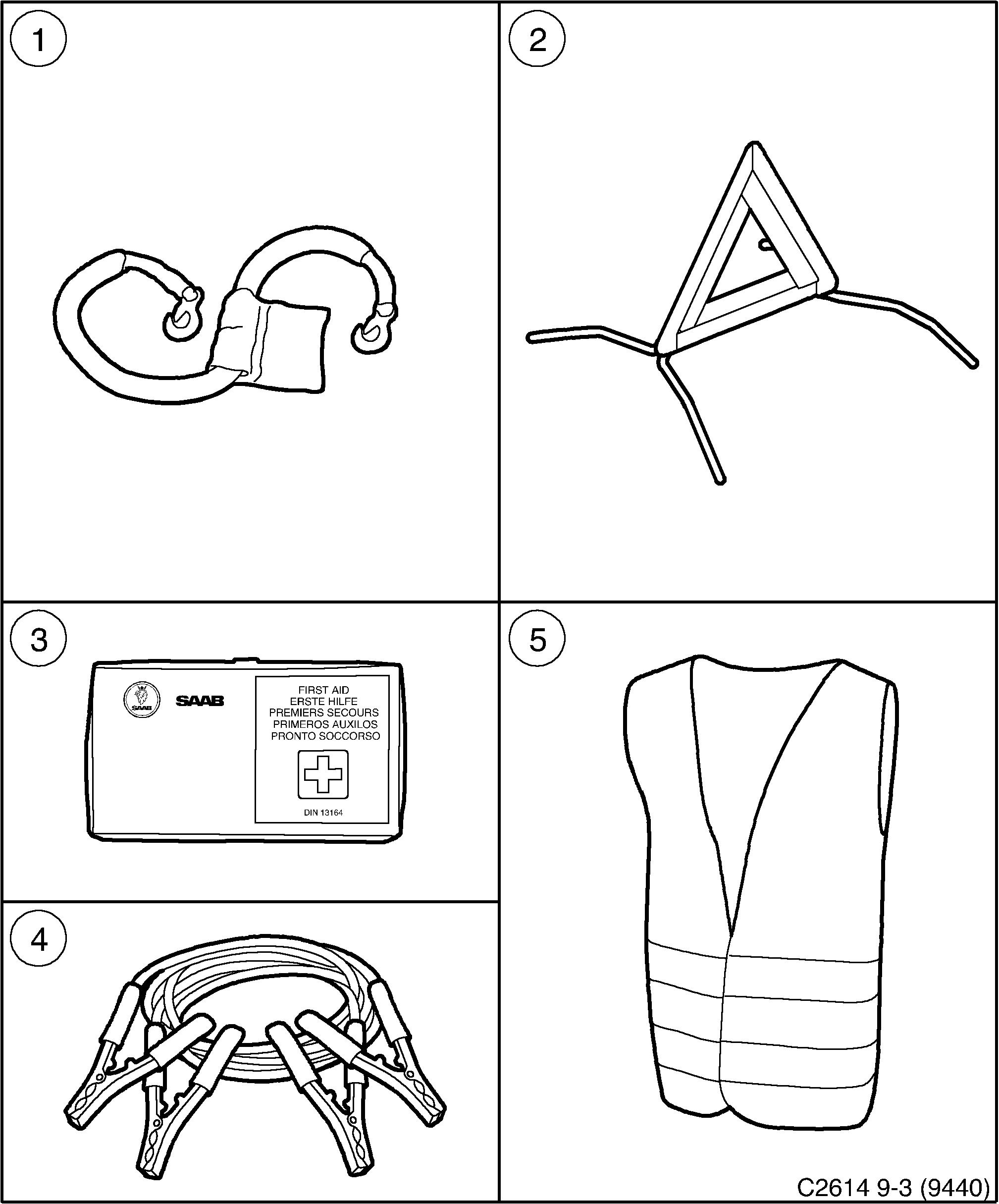 Saab 9-3 (9440) Emergency equipment diagram