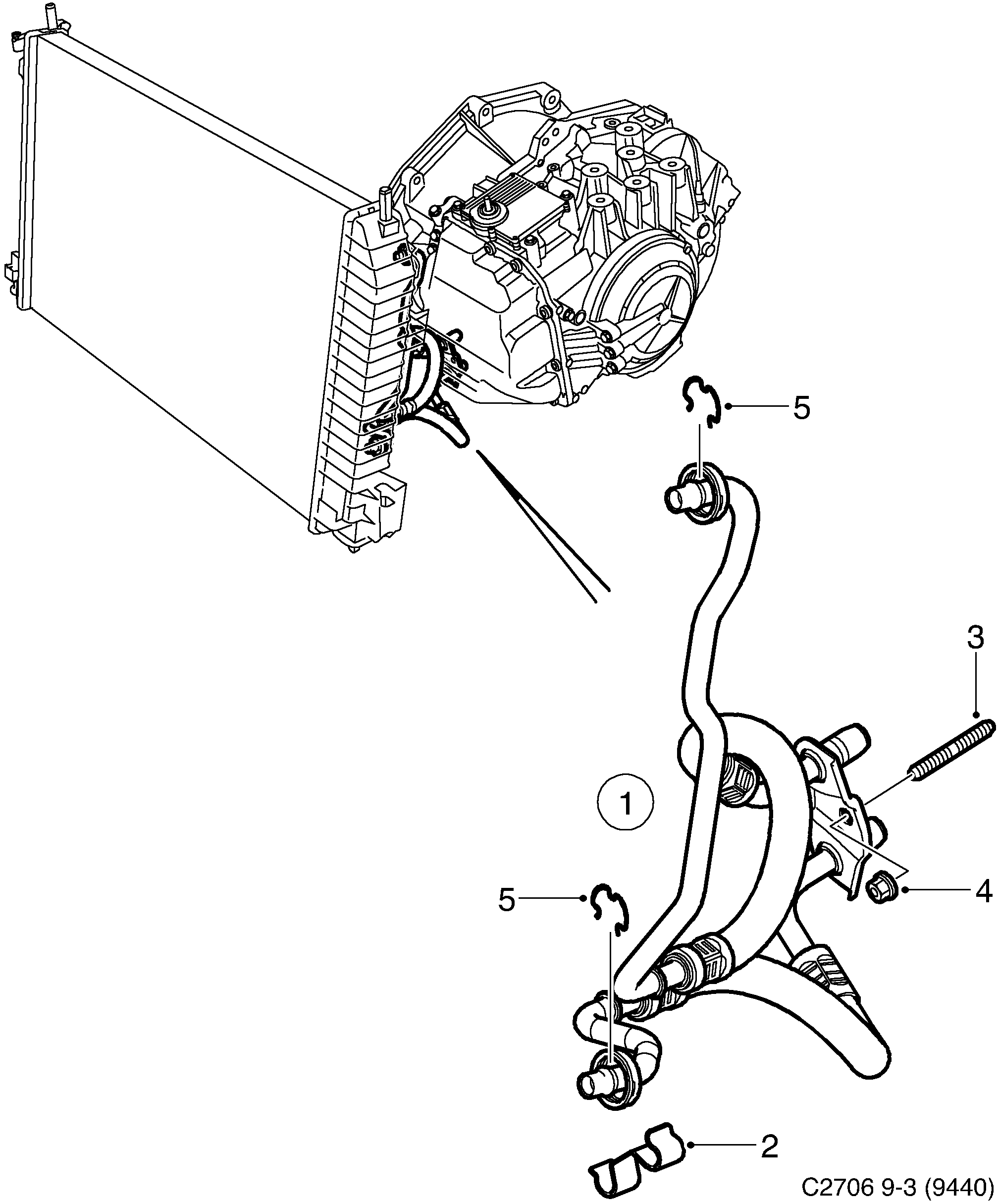 Saab 9-3 (9440) Air oil cooler diagram