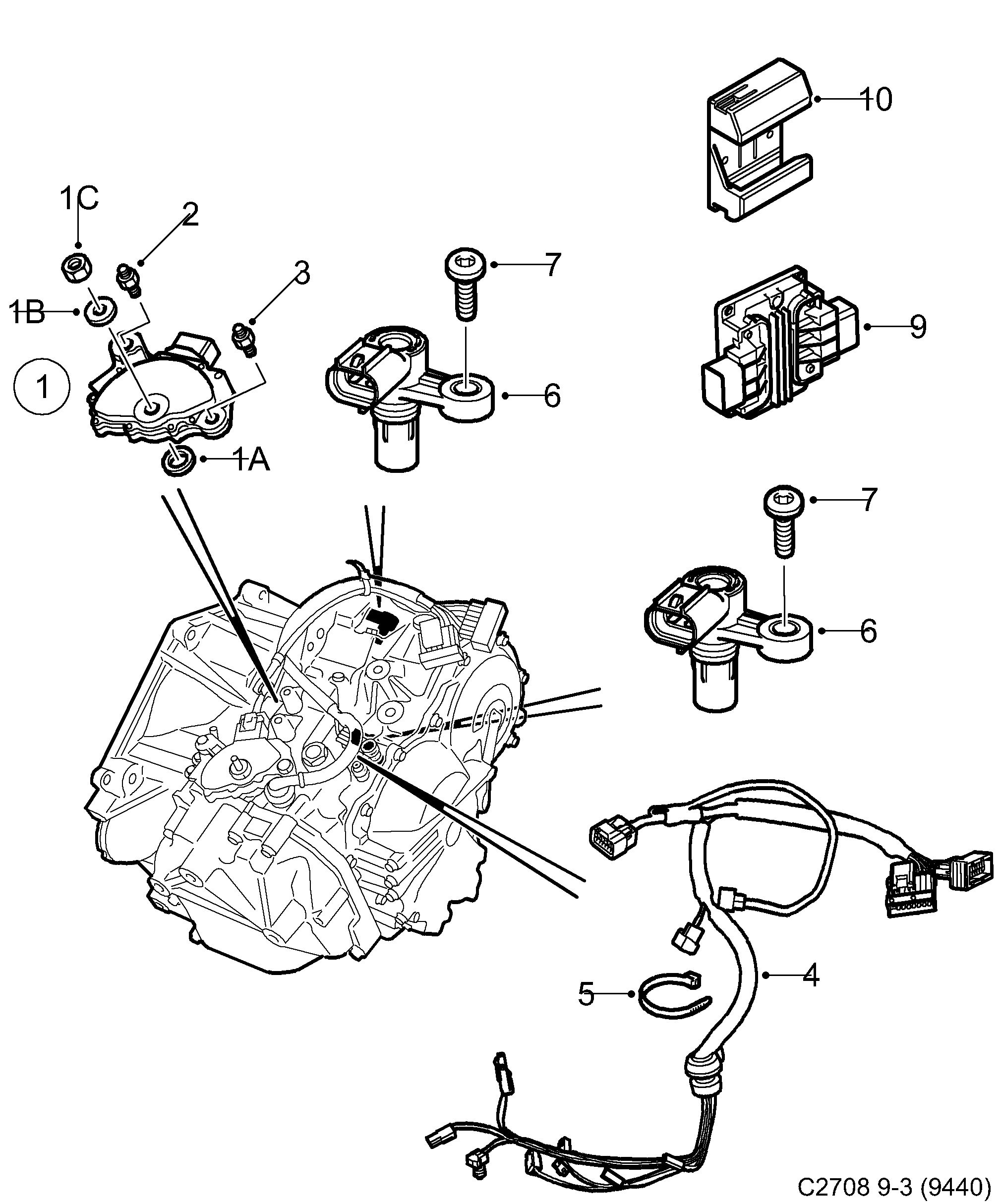 Saab 9-3 (9440) Control device 5-speed/6-speed diagram