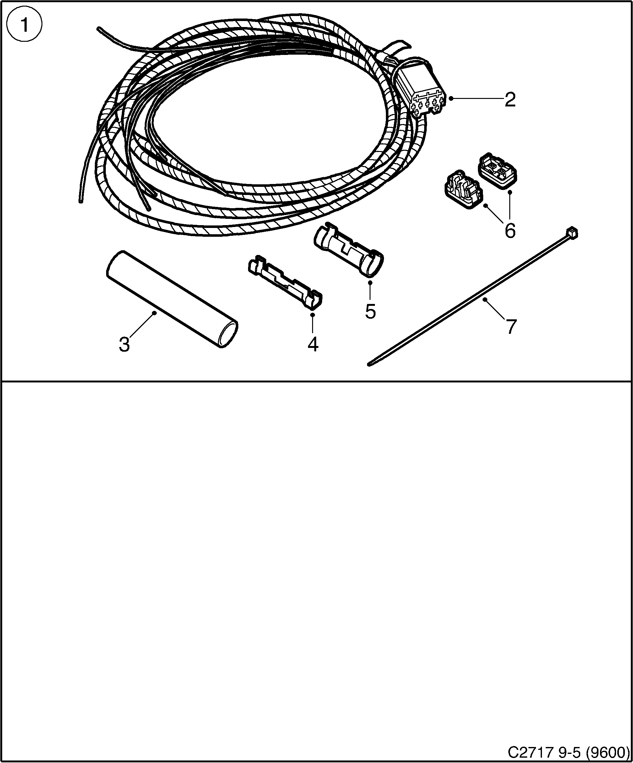 Saab 9-5 (9600) Cable harness kit Rear hitch diagram