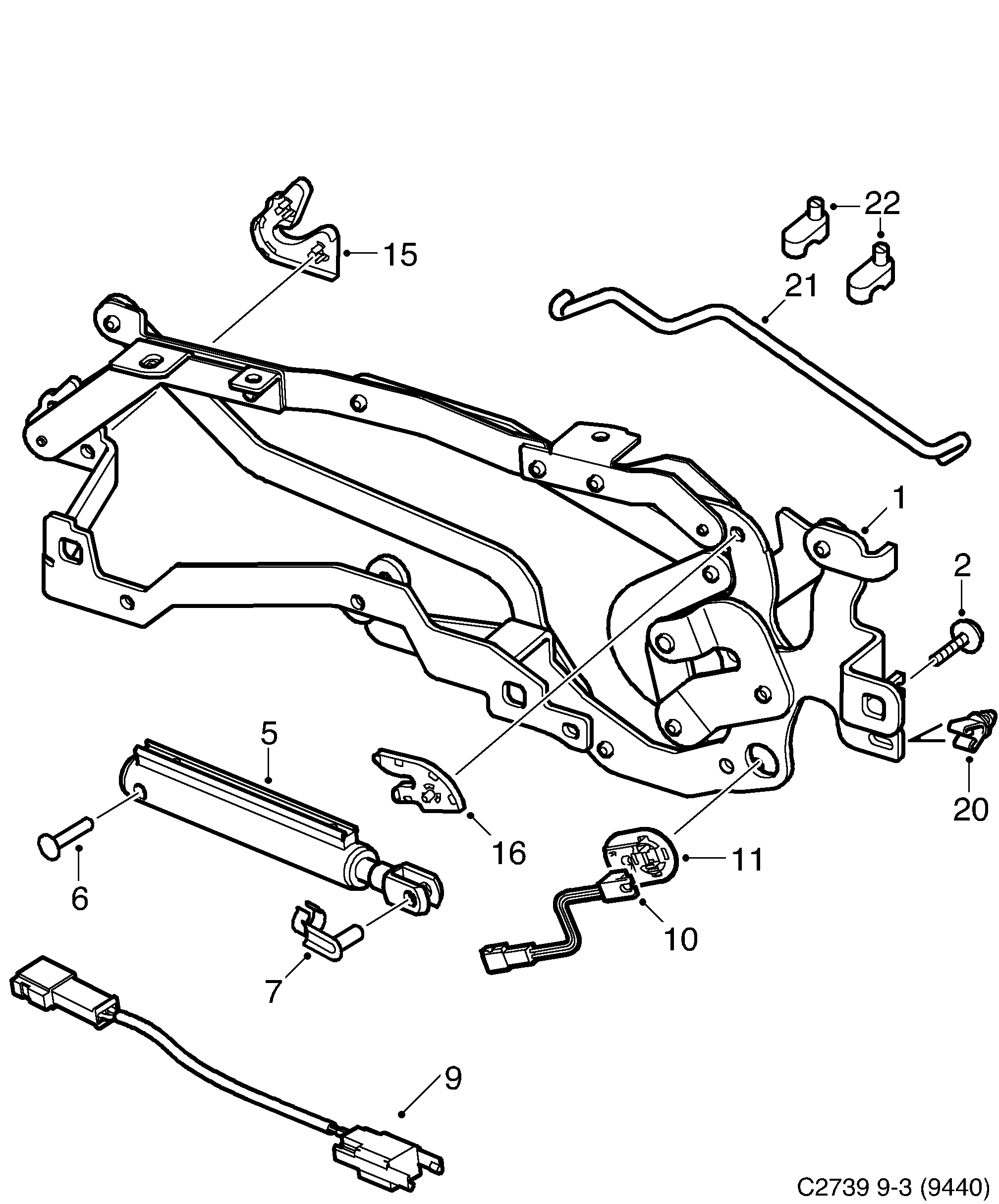 Saab 9-3 (9440) Tonneau cover Part 1 diagram