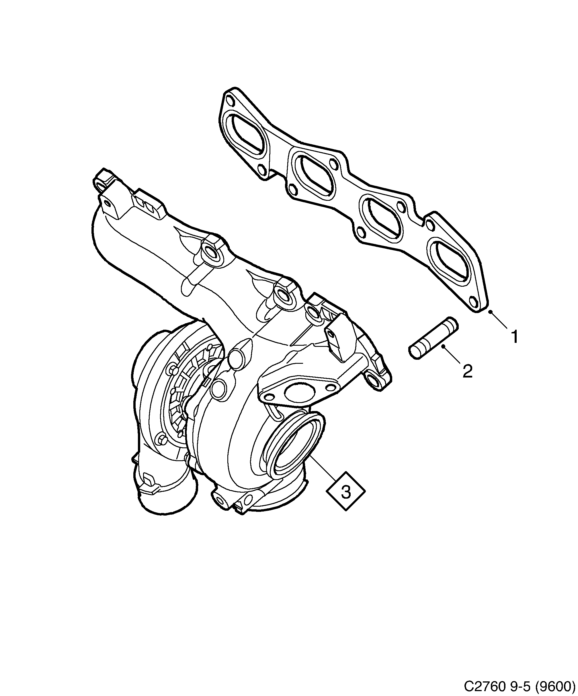 Saab 9-5 (9600) Exhaust manifold diagram