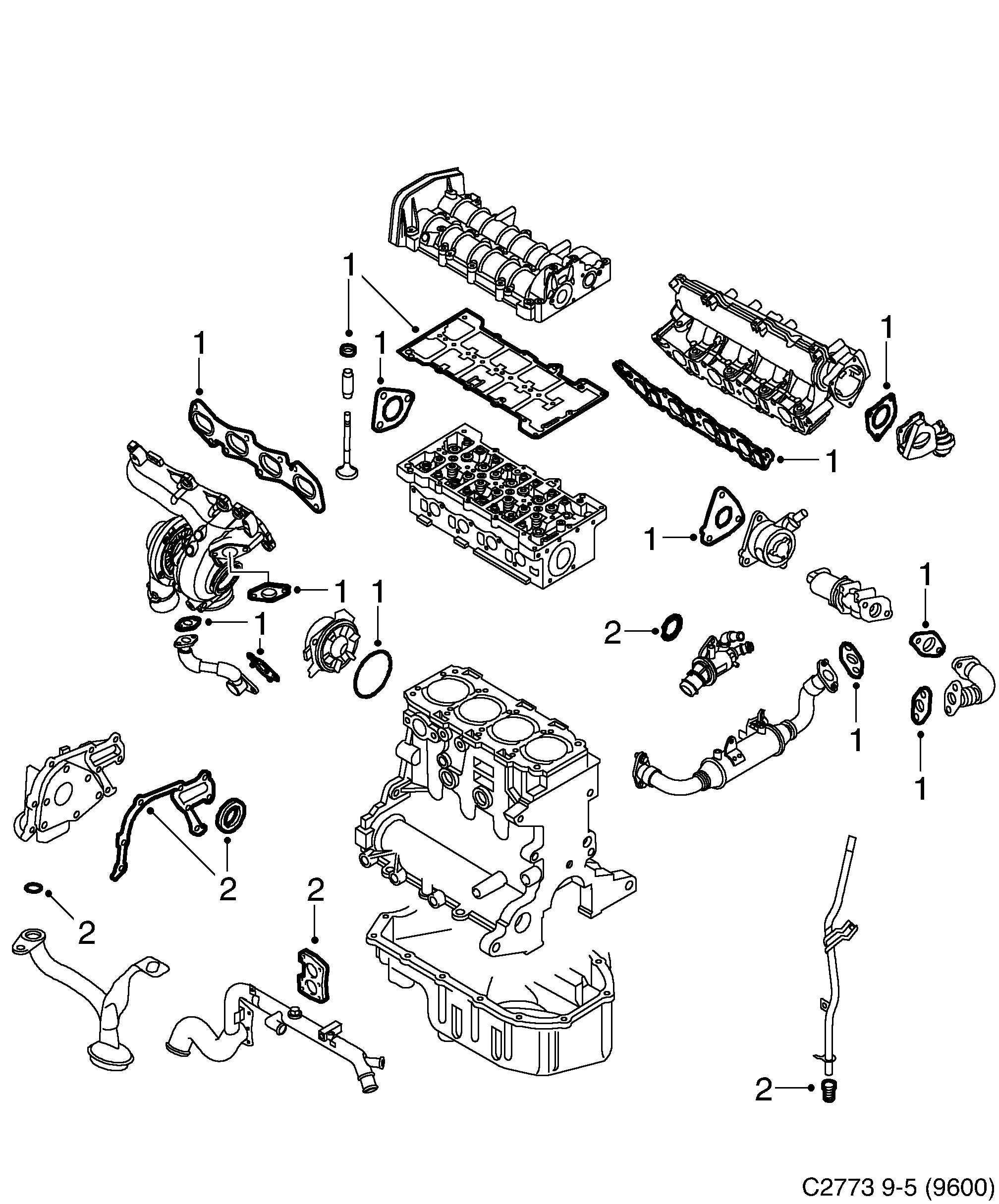 Saab 9-5 (9600) Motor diagram