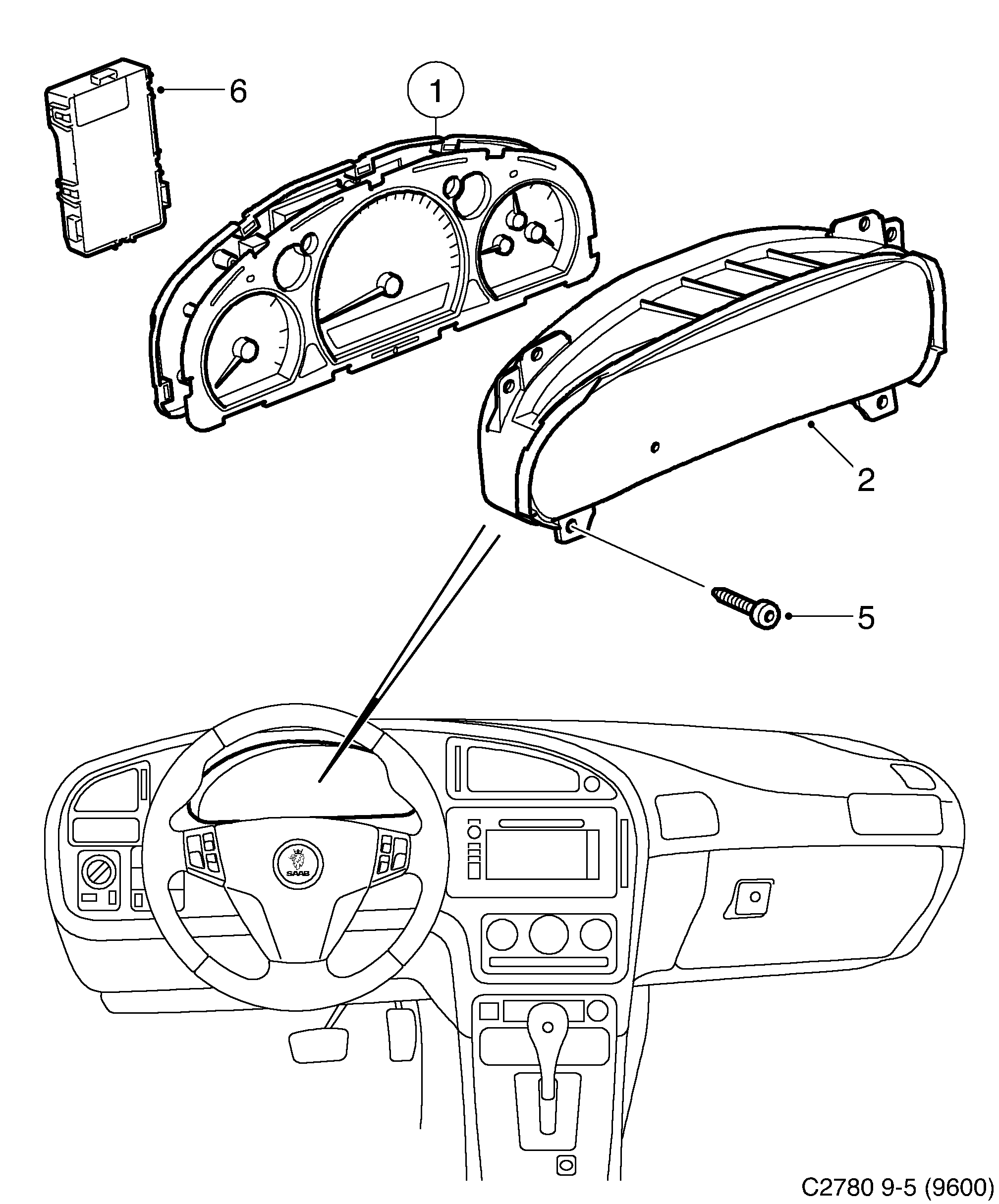 Saab 9-5 (9600) Instrument diagram