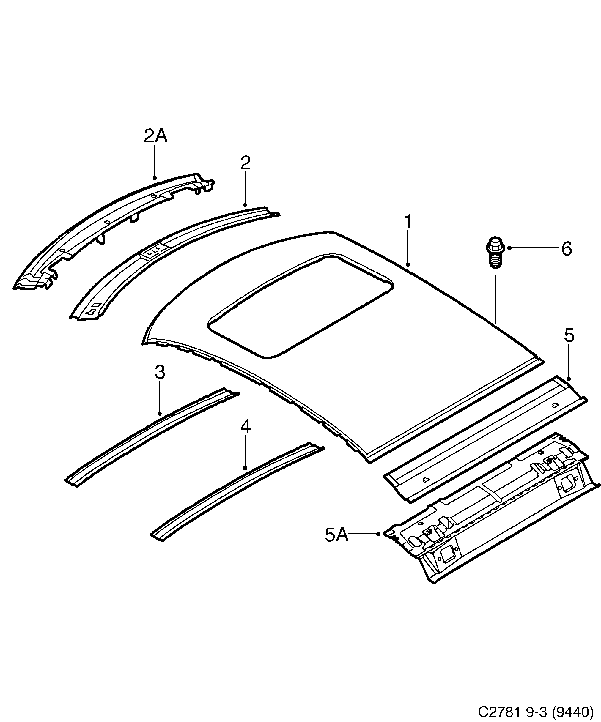 Saab 9-3 (9440) Roof diagram