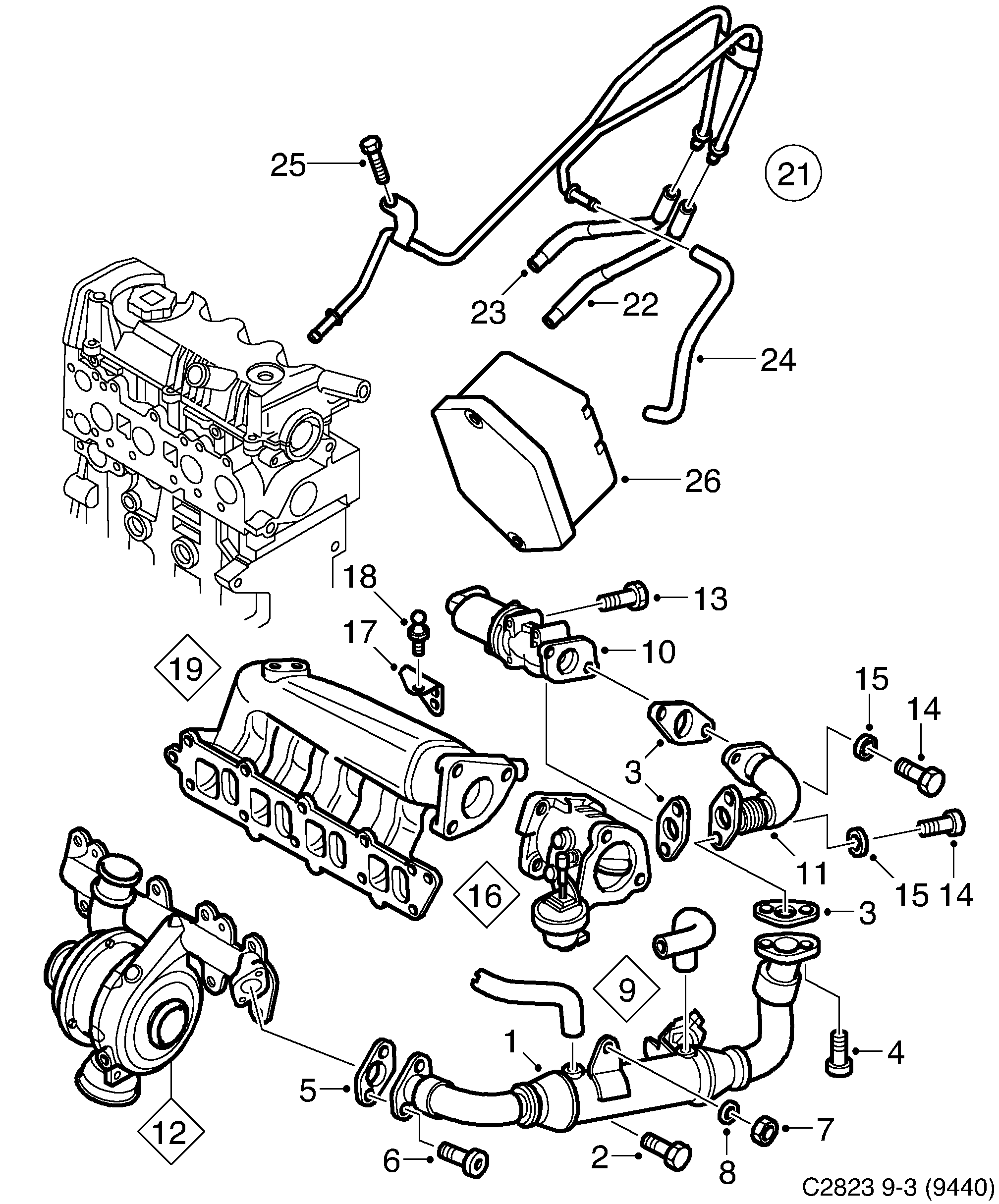 Saab 9-3 (9440) Exhaust gas recirculation diagram