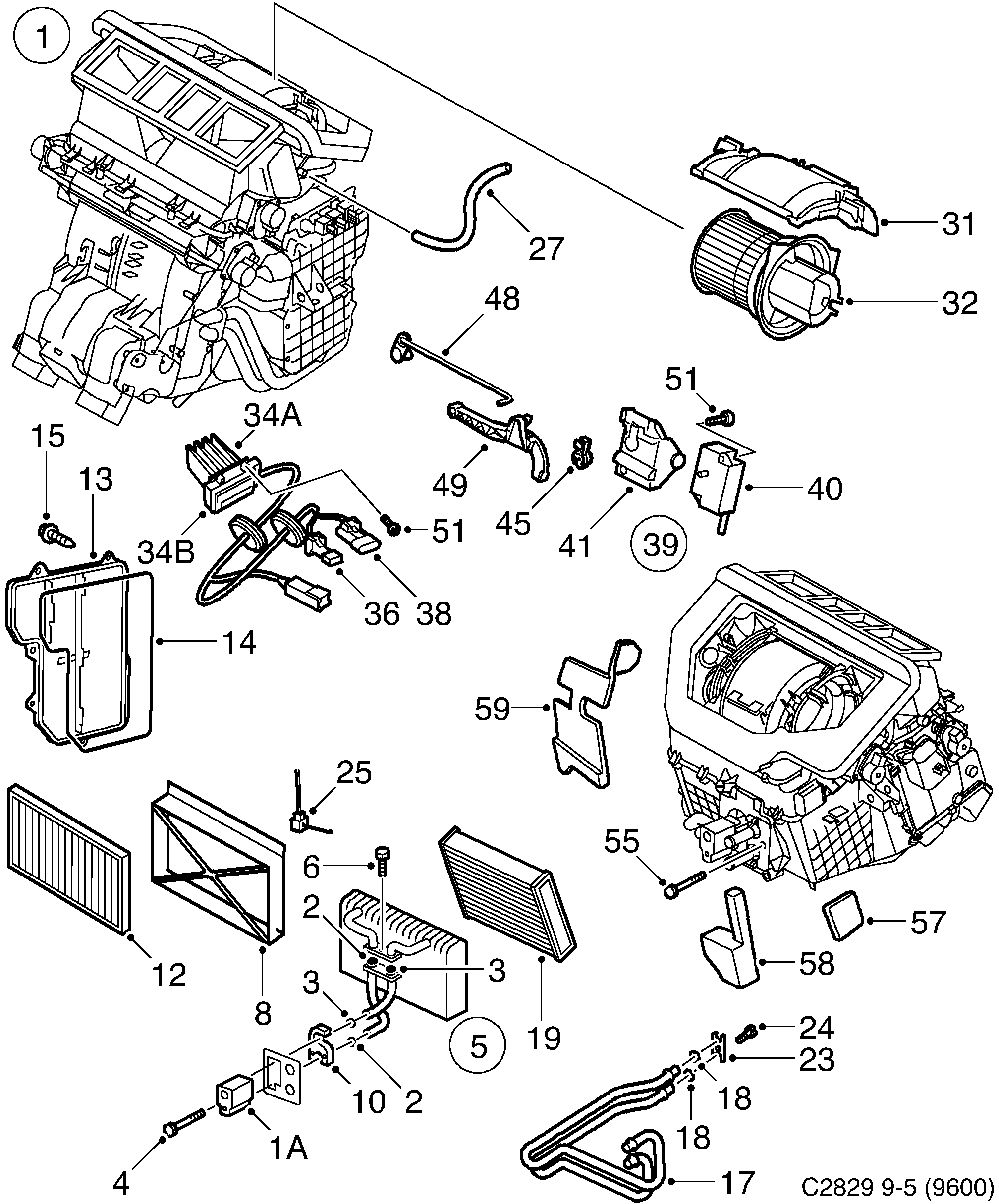 Saab 9-5 (9600) Climate unit Part 1 diagram