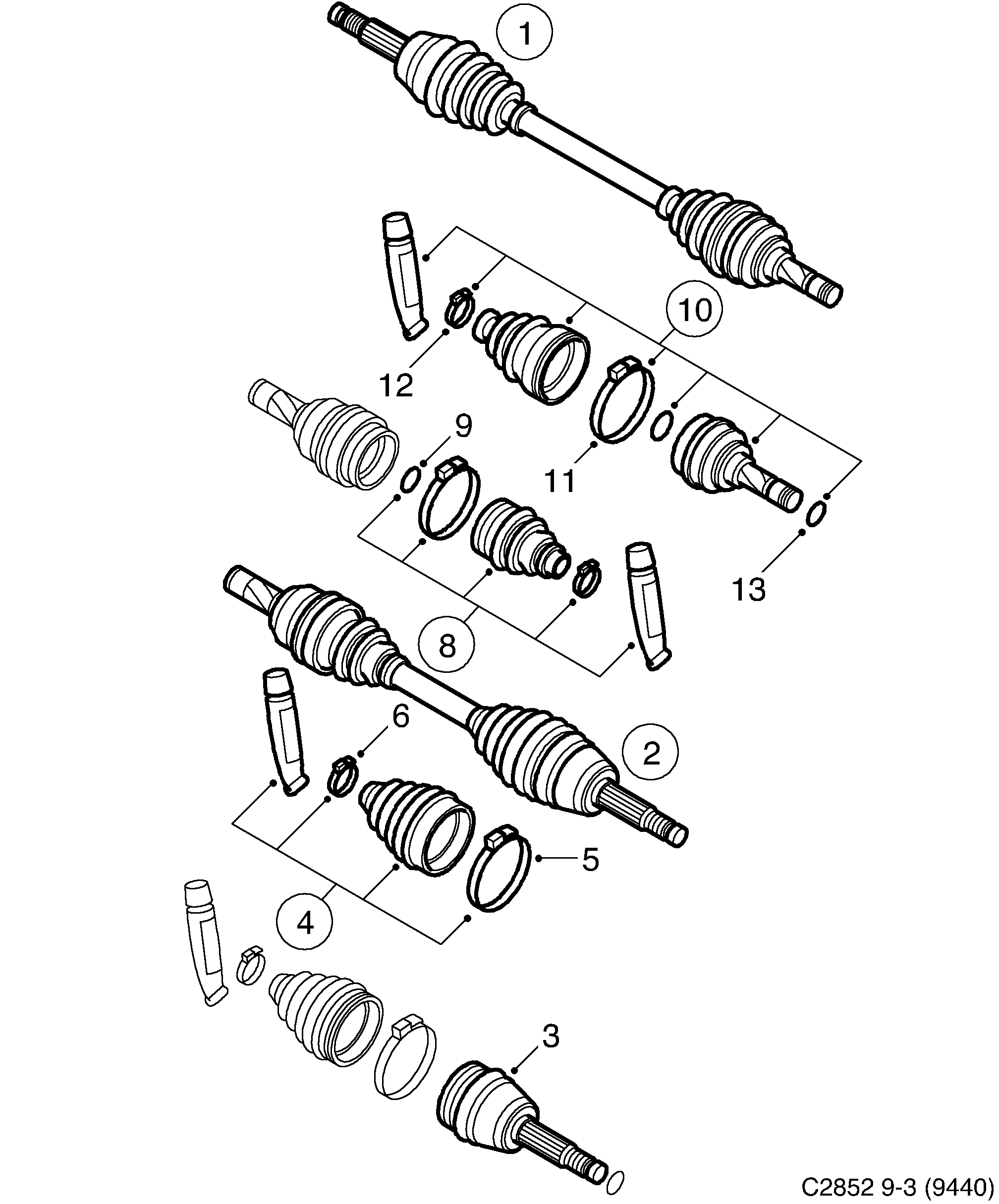 Saab 9-3 (9440) Outer universal joint Front diagram