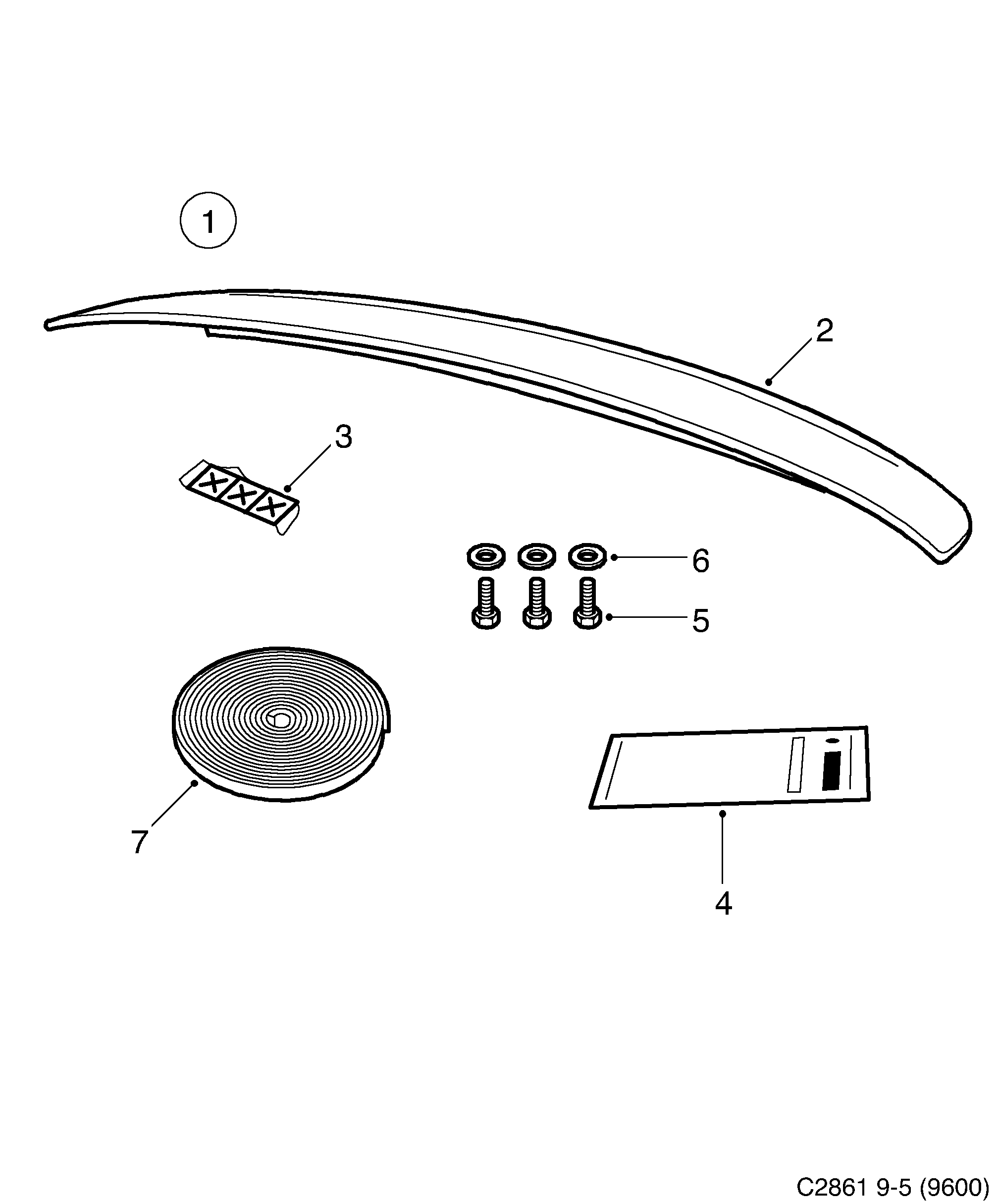 Saab 9-5 (9600) Spoiler Rear diagram