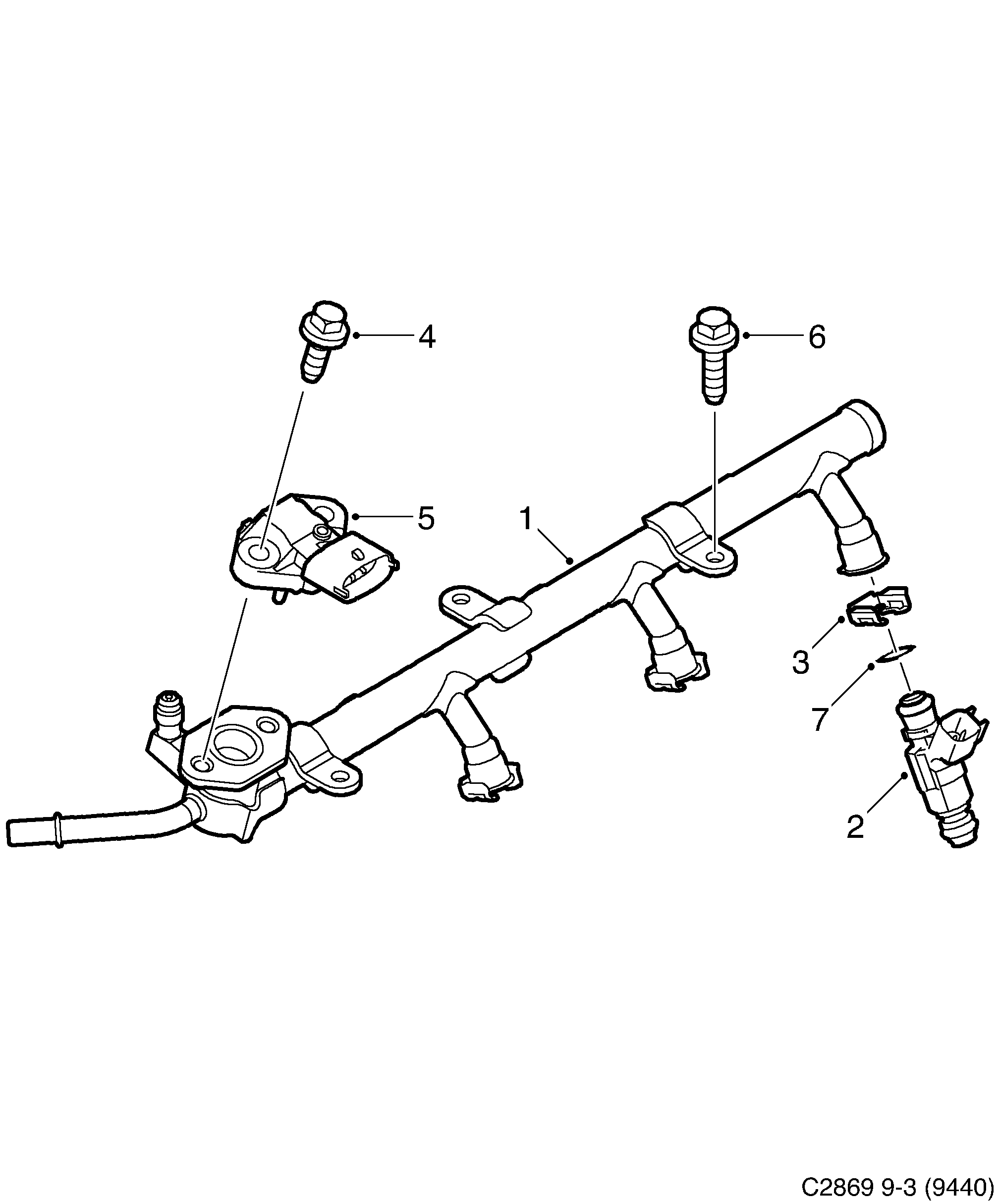Saab 9-3 (9440) Fuel rail diagram