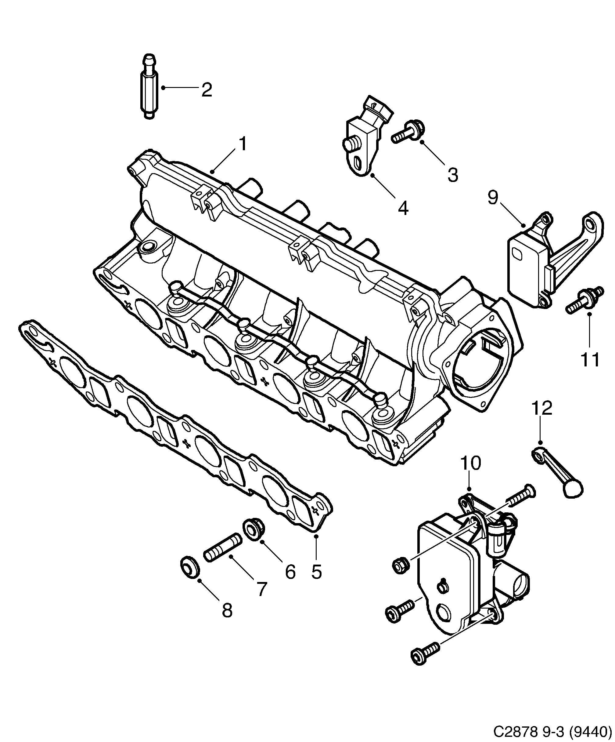 Saab 9-5 (9600) Inlet pipe diagram