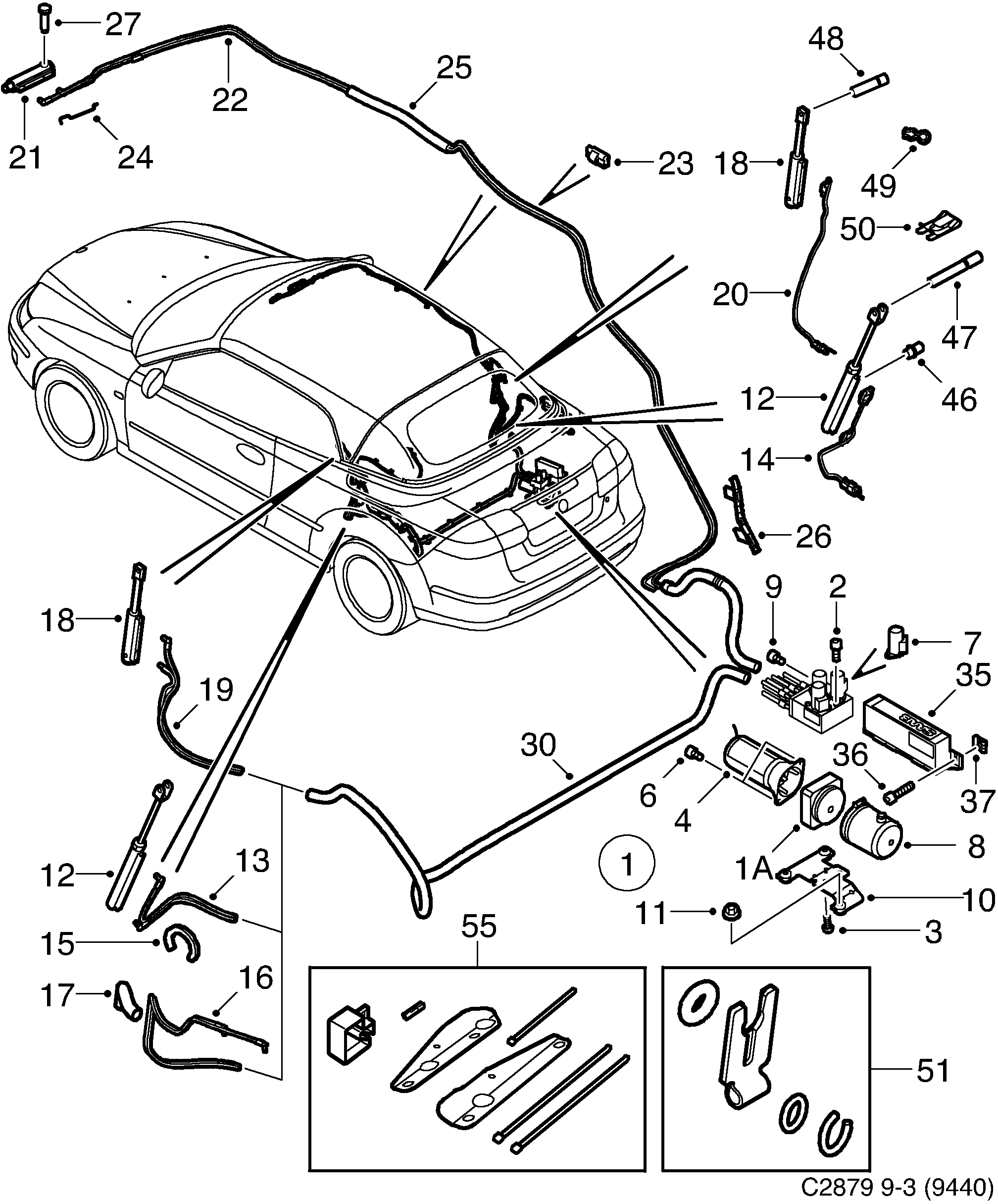 Saab 9-3 (9440) Hydraulic system diagram