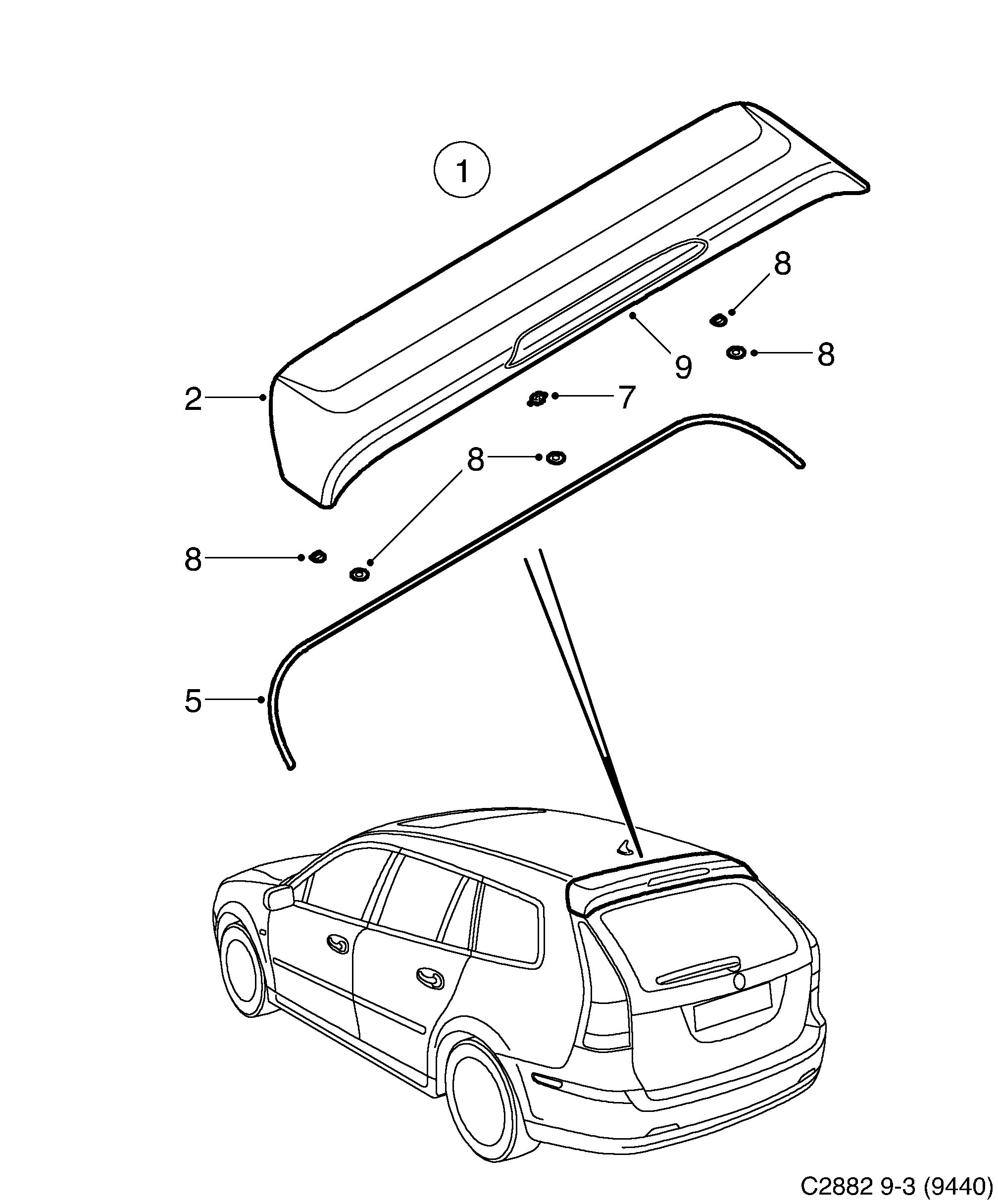Saab 9-3 (9440) Spoiler diagram