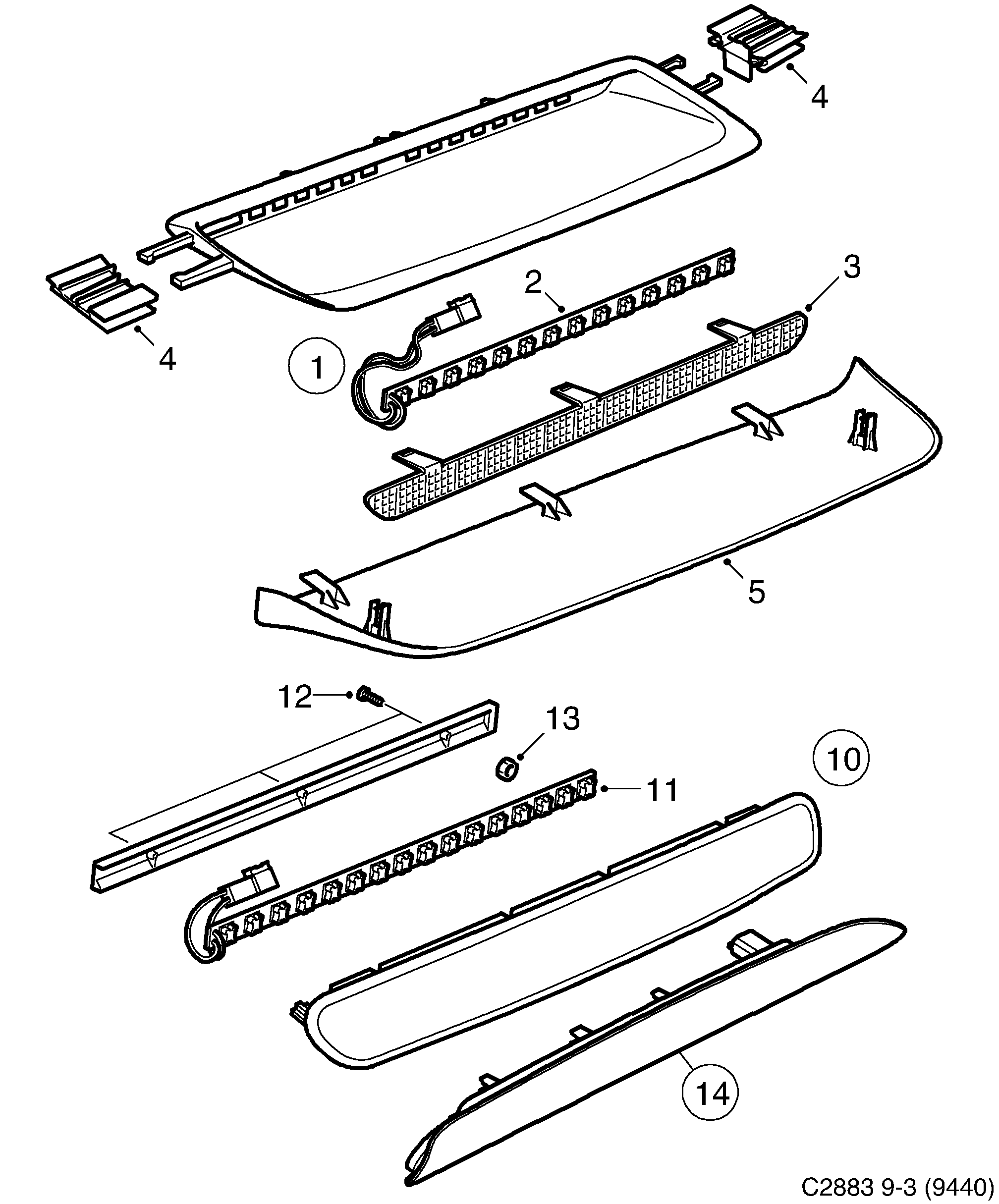 Saab 9-3 (9440) Stop light High mounted diagram