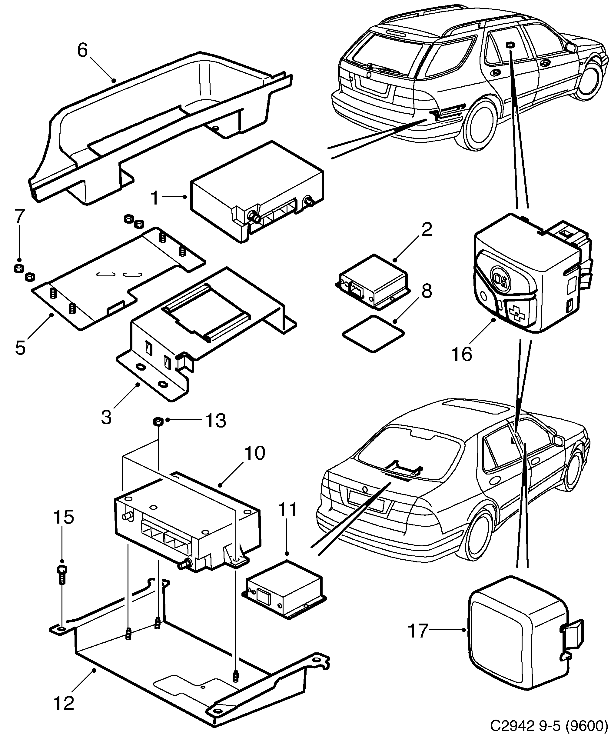 Saab 9-5 (9600) ONSTAR diagram
