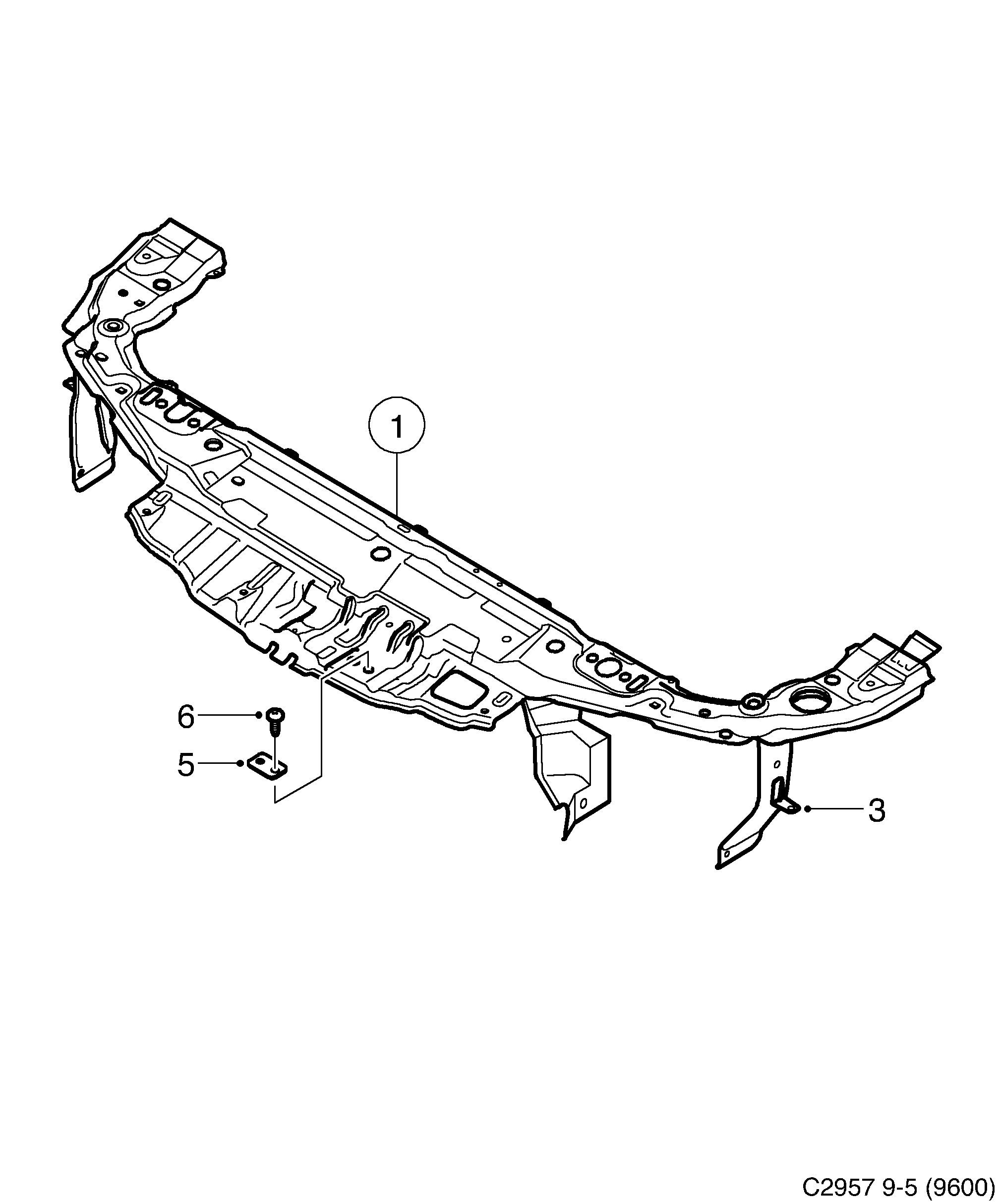 Saab 9-5 (9600) Radiator member diagram